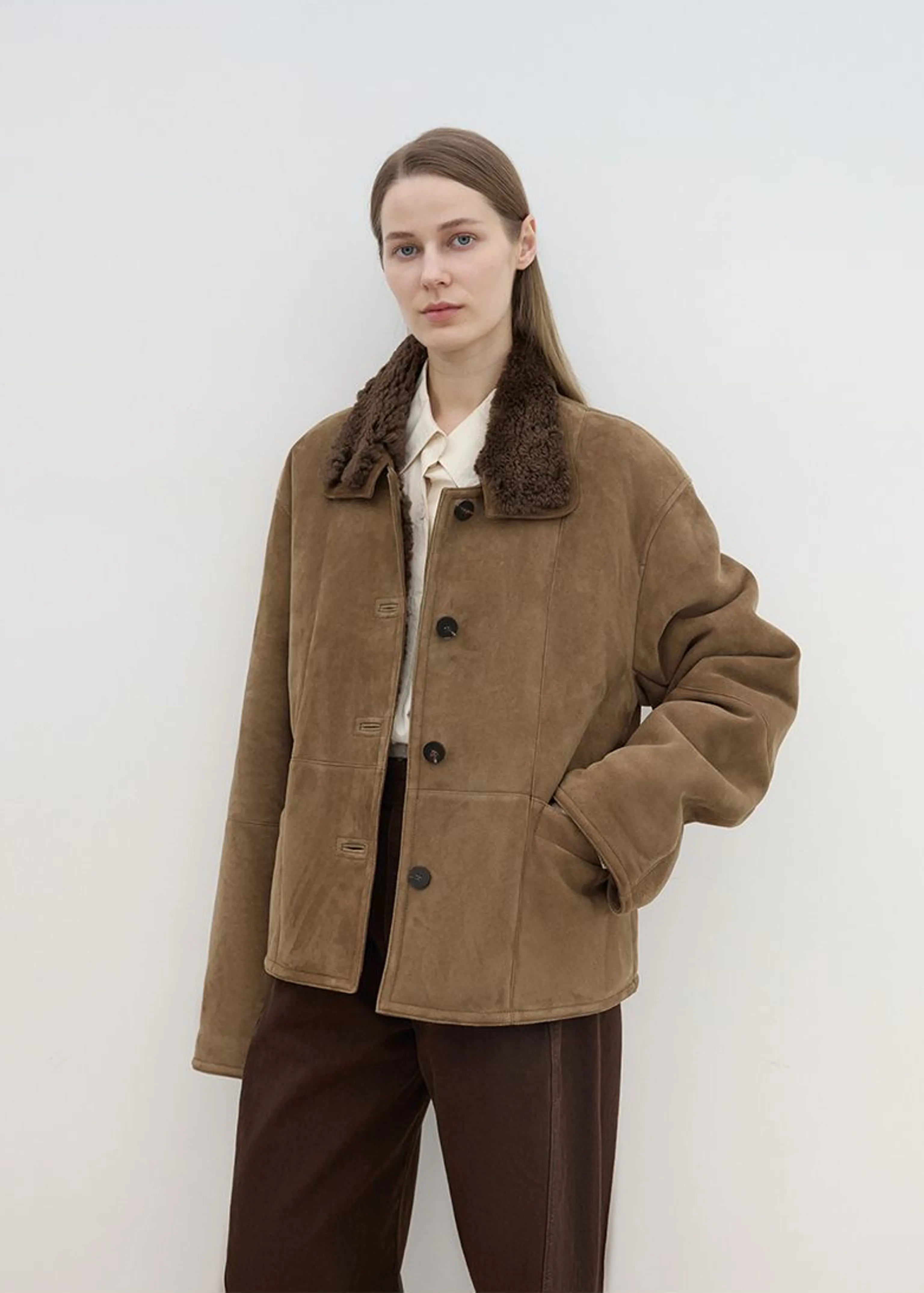 Suede And Merino Wool Short Lapel Jacket - Image 2