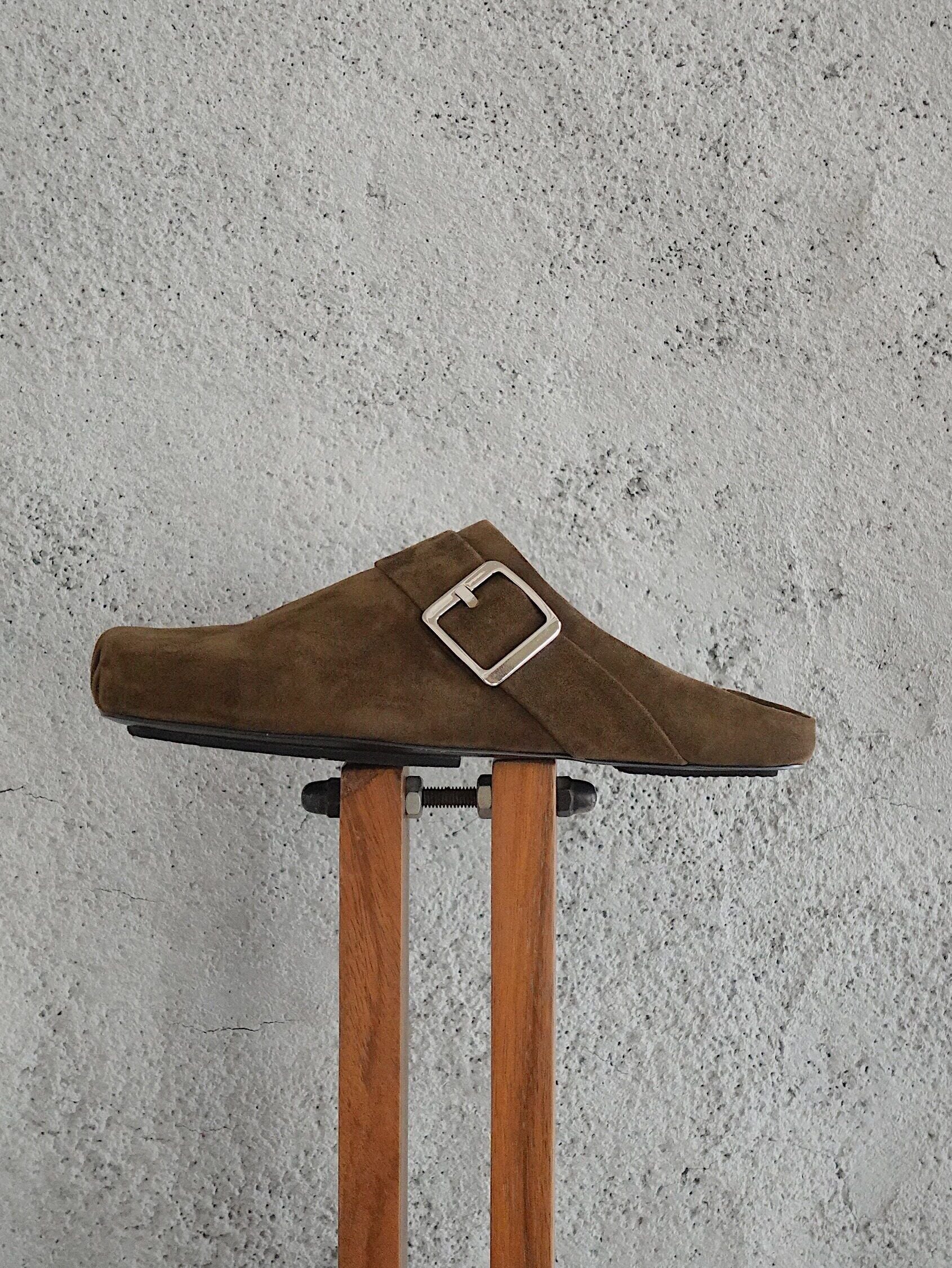 Suede Buckle Mules