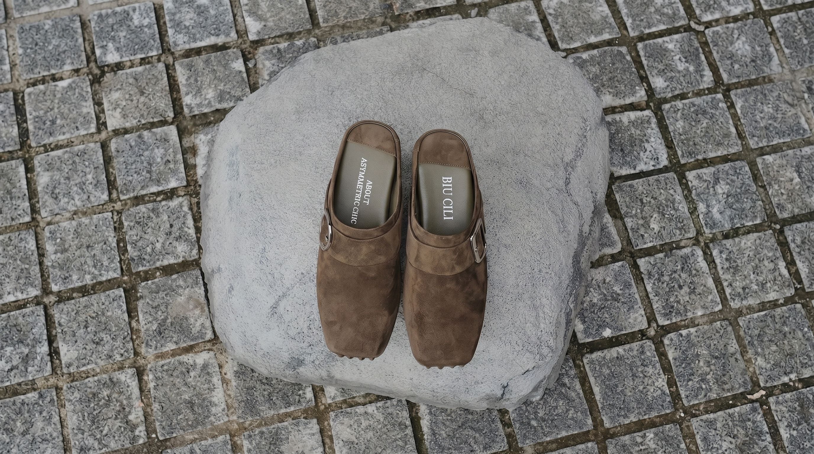 Suede Buckle Mules - Image 2