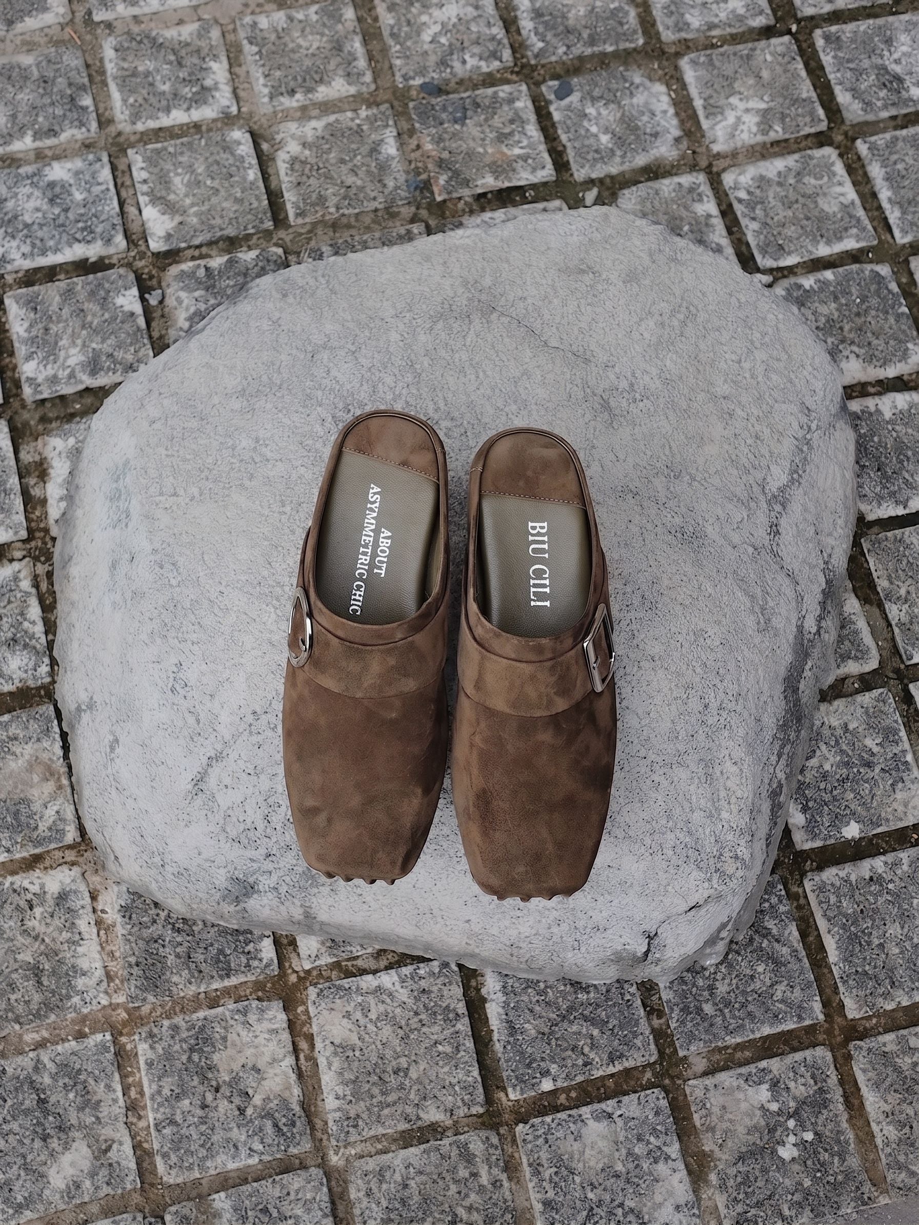 Suede Buckle Mules - Image 6