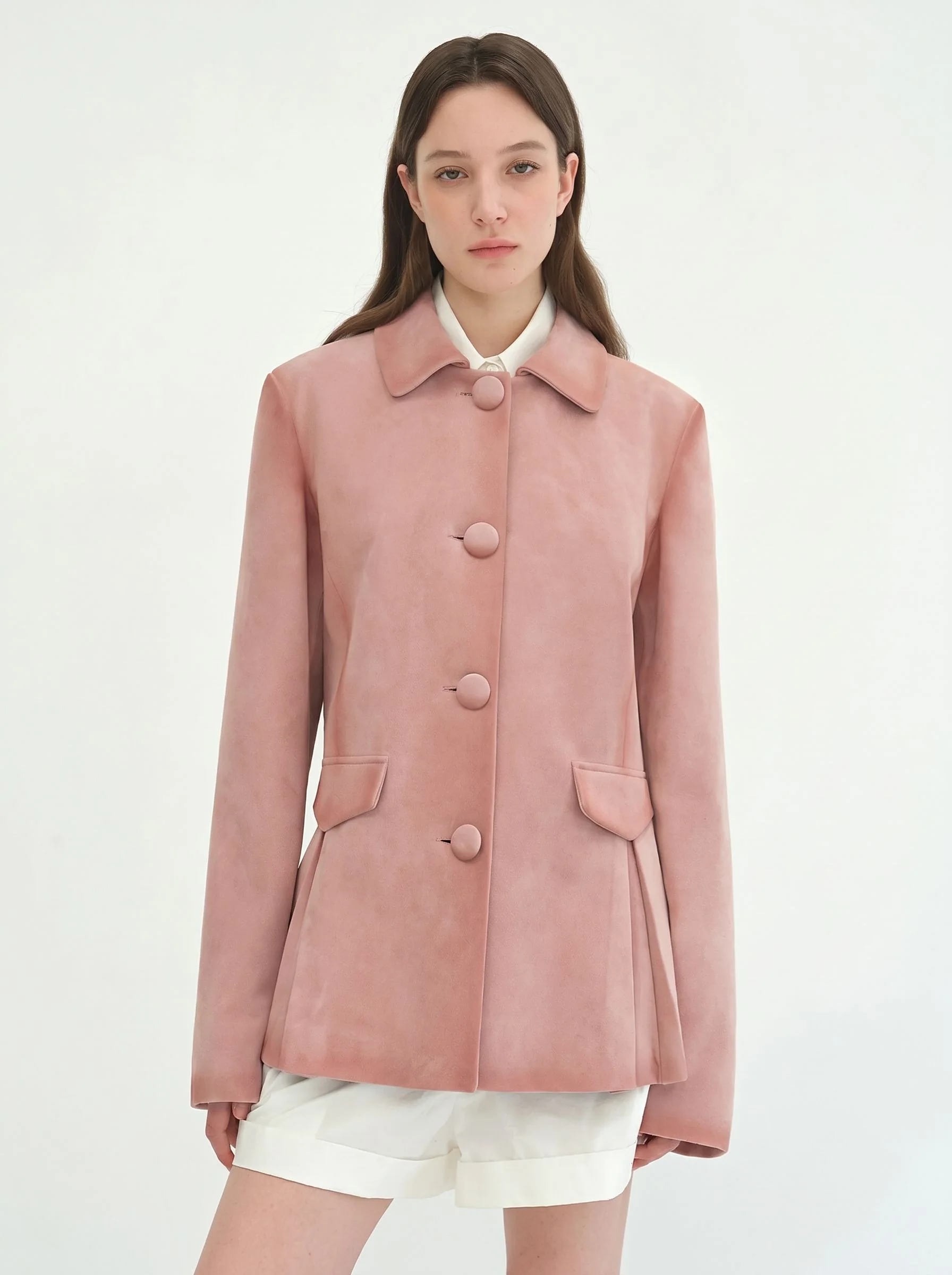 Suede Covered-Button Jacket - Image 5