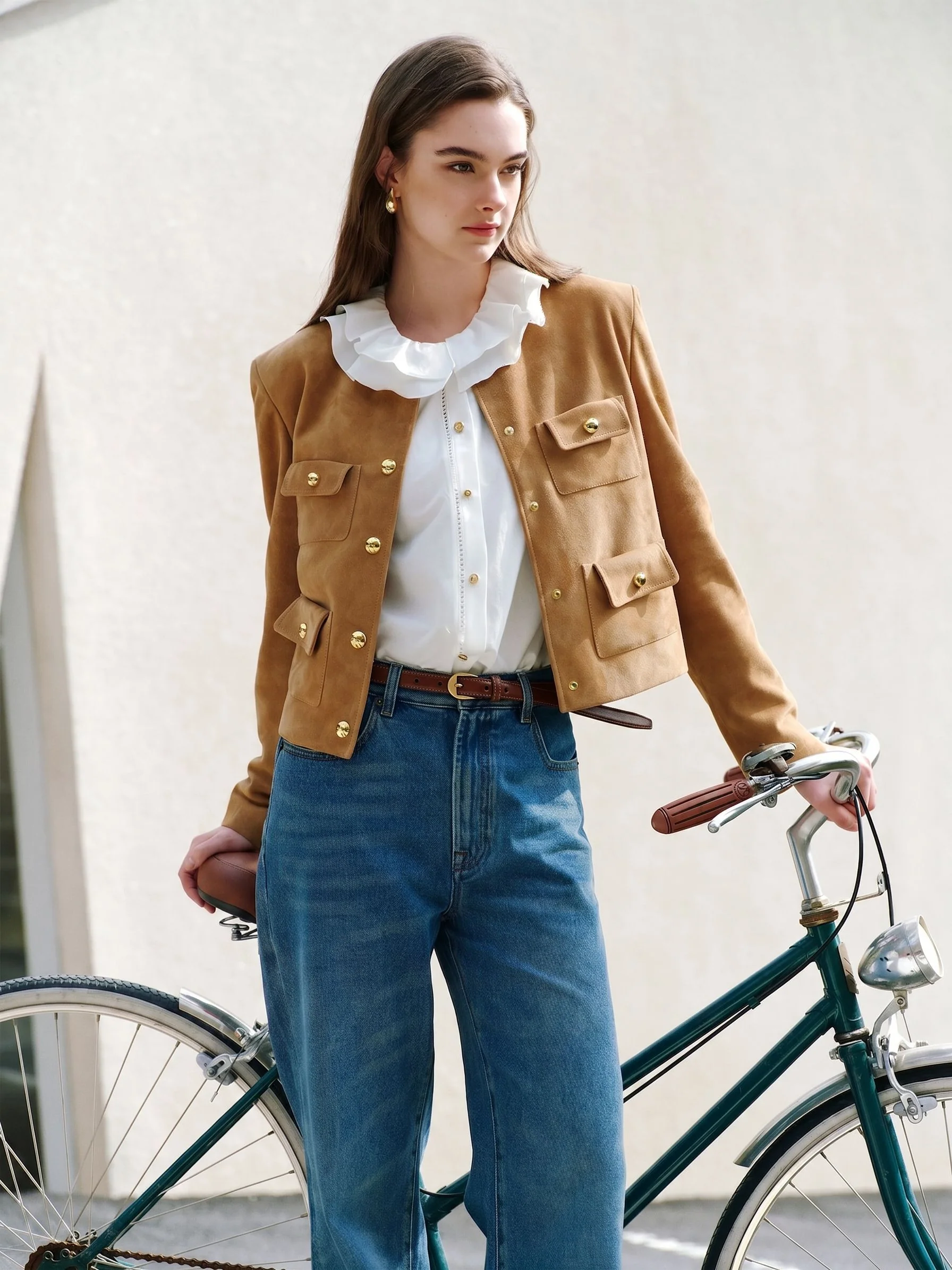 Suede Cropped Jacket - Image 4