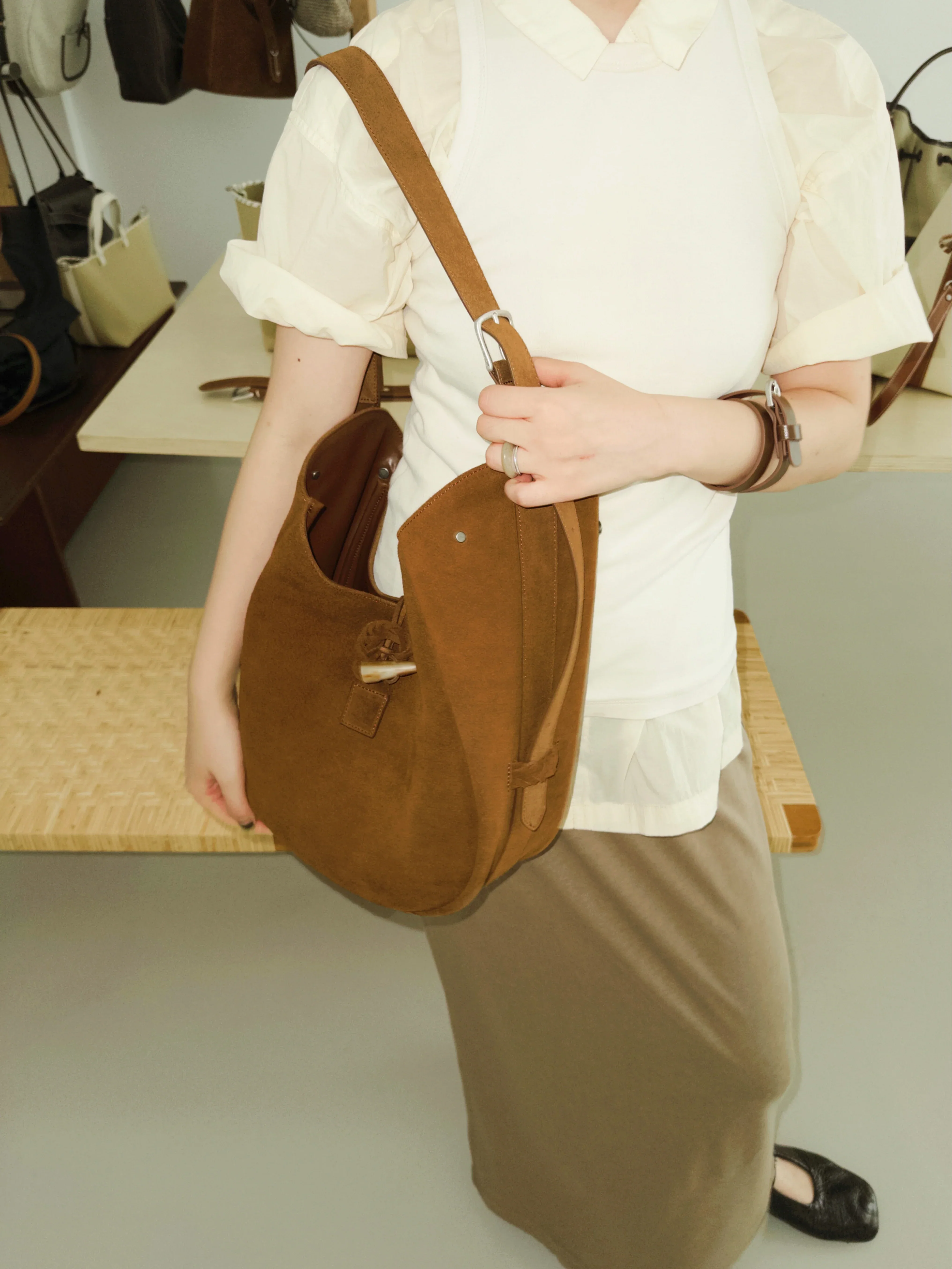 Suede Hobo Bag