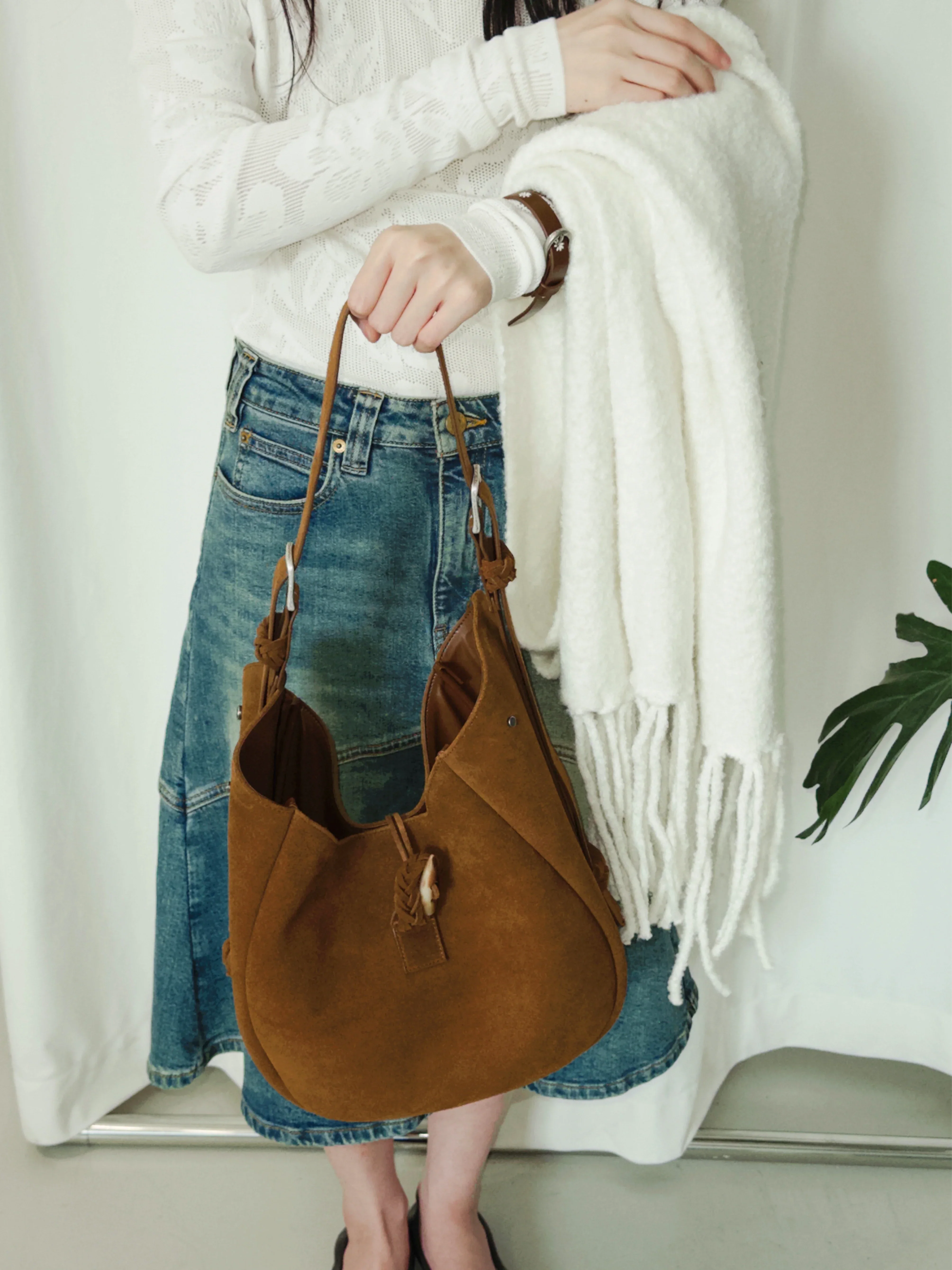 Suede Hobo Bag - Image 5