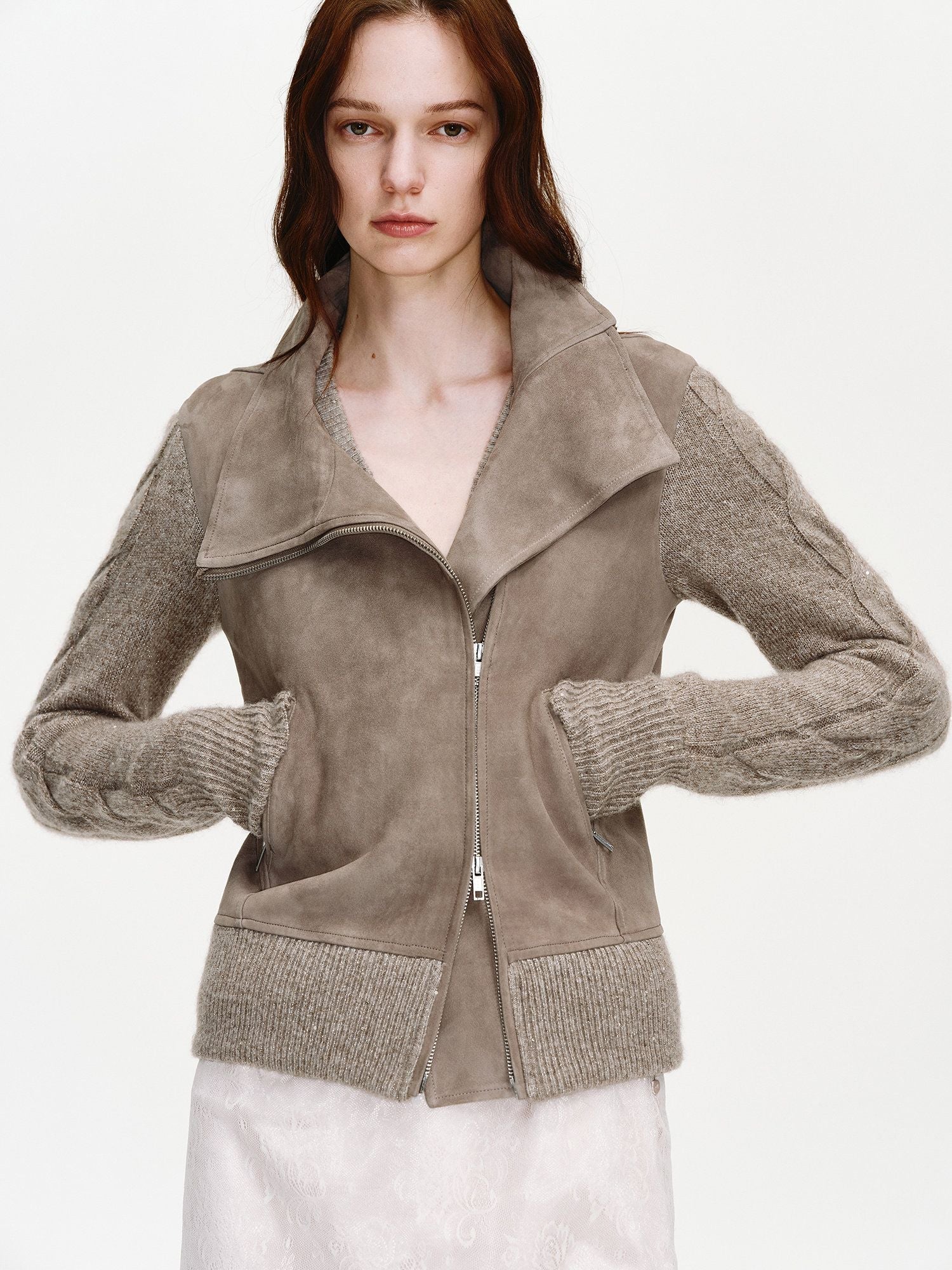 Suede Knit Moto Jacket