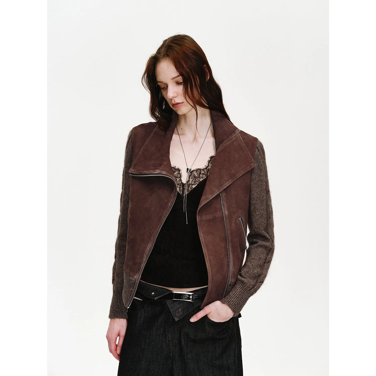 Suede Knit Moto Jacket - Image 6