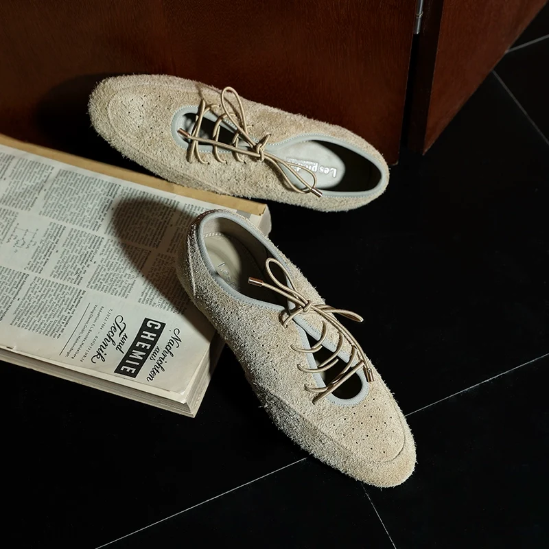 Suede Lace-Up Flats