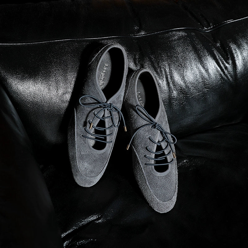 Suede Lace-Up Flats - Image 4