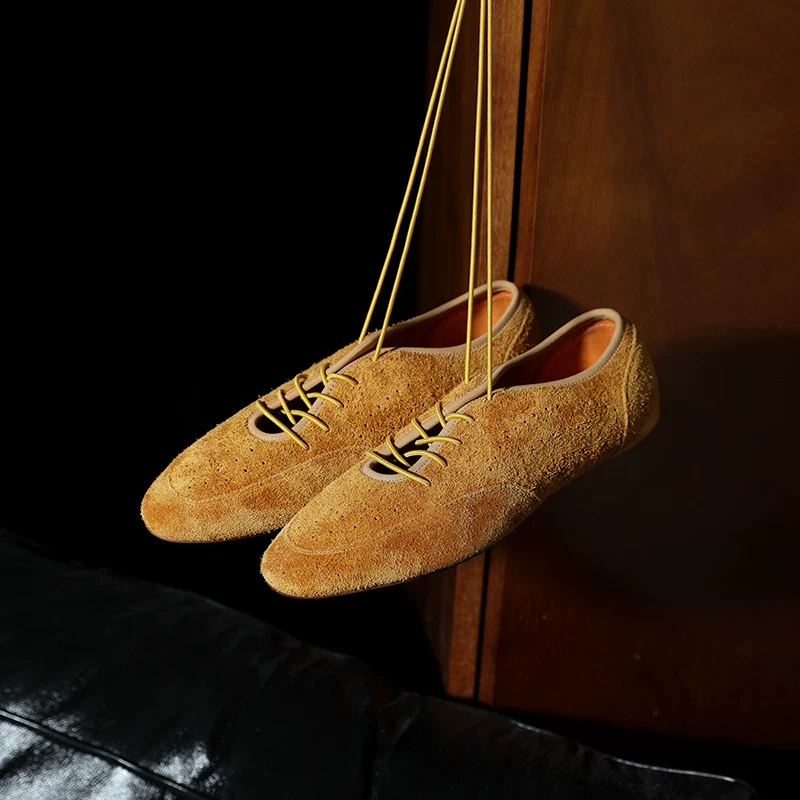 Suede Lace-Up Flats - Image 5