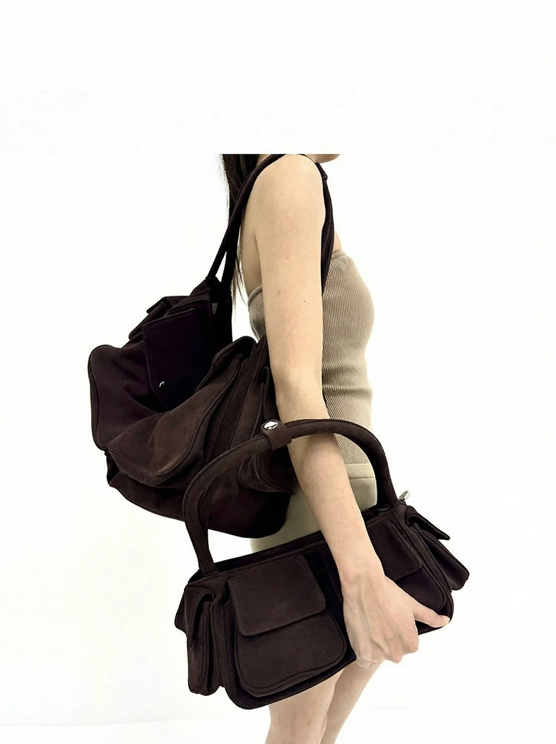 Suede Pocket Shoulder Bag - Image 2