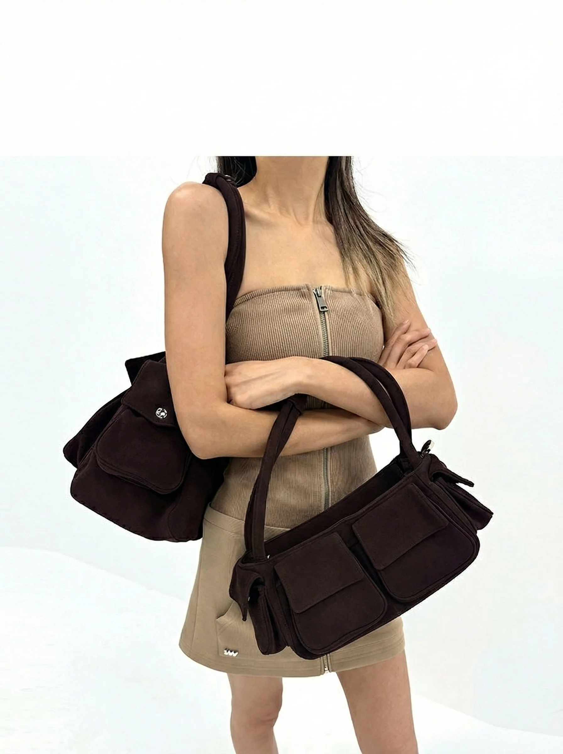 Suede Pocket Shoulder Bag - Image 3