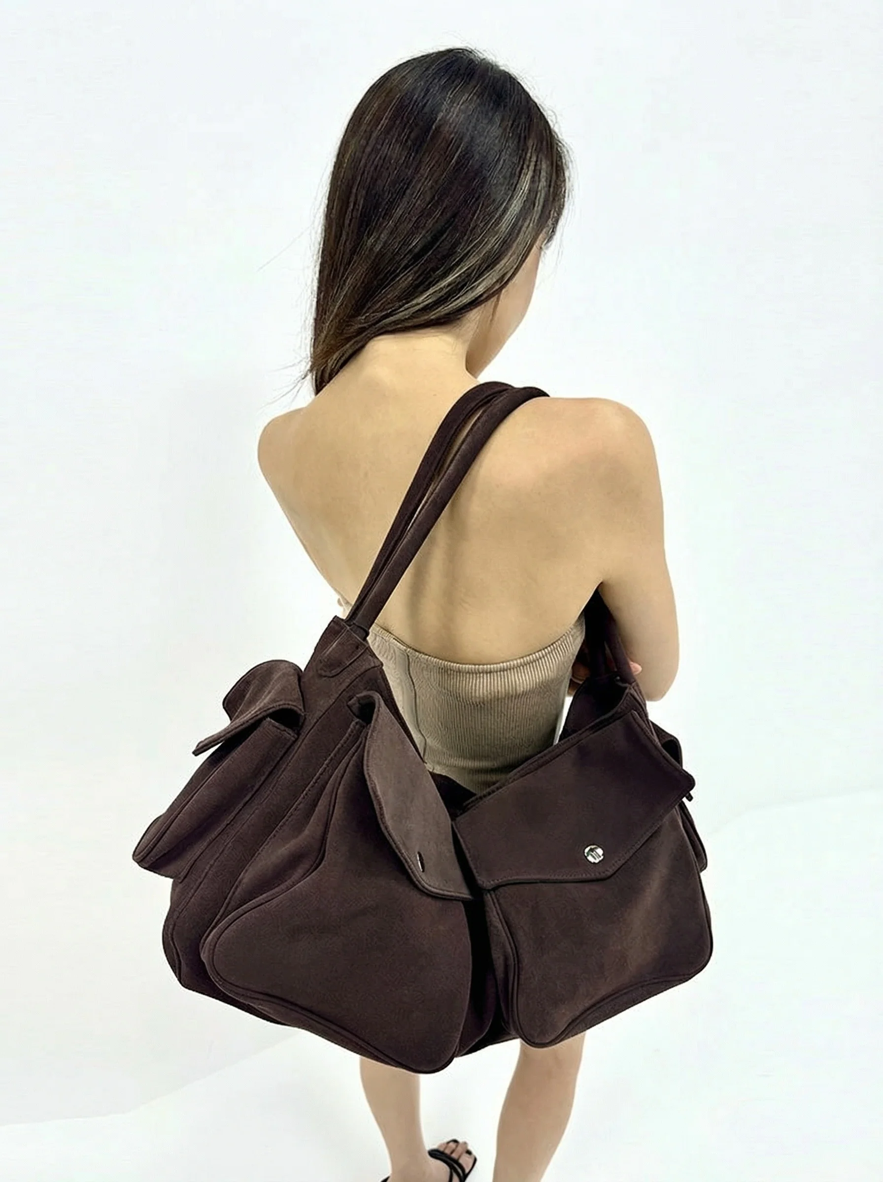 Suede Pocket Shoulder Bag - Image 4