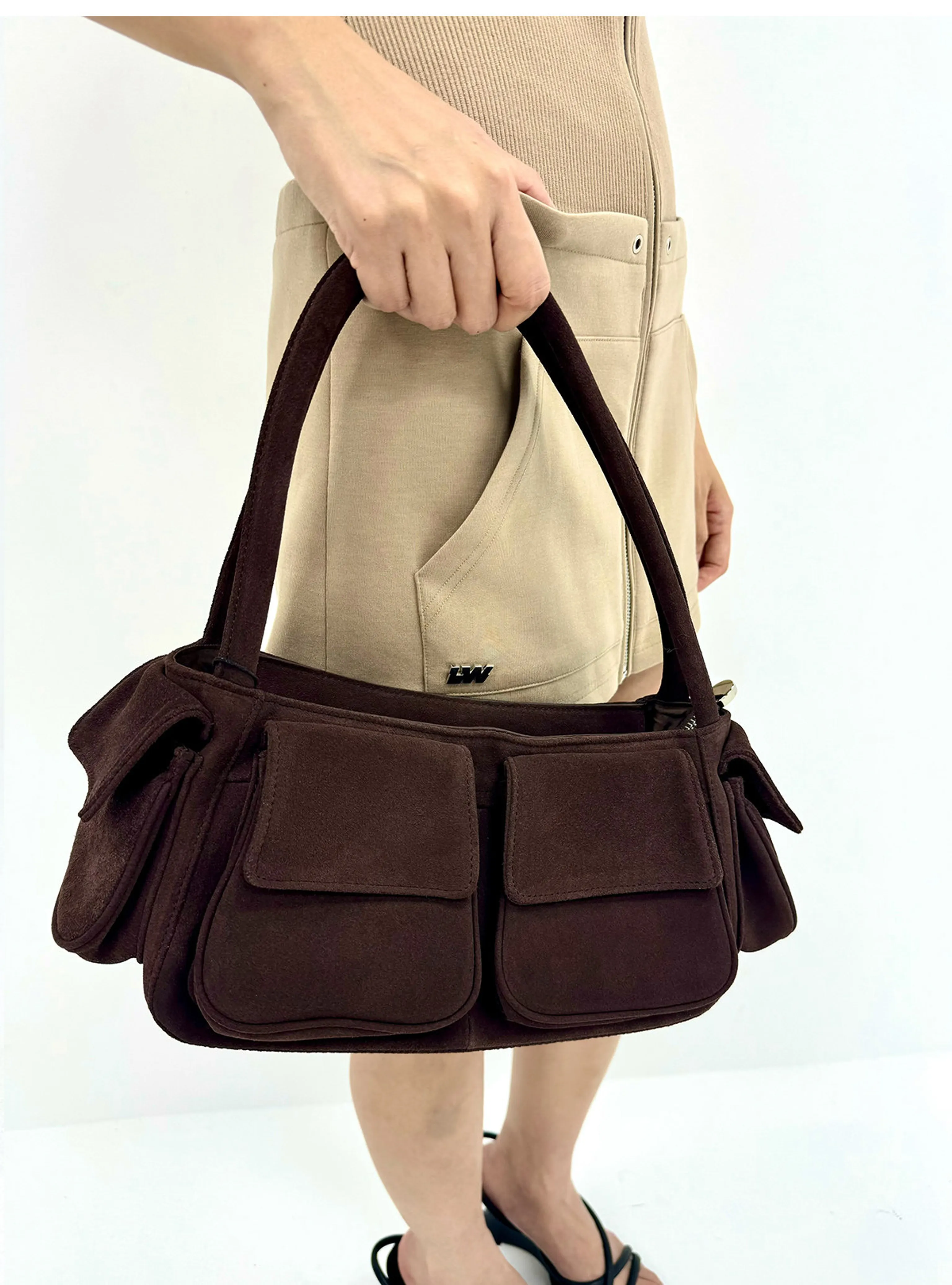 Suede Pocket Shoulder Bag - Image 6