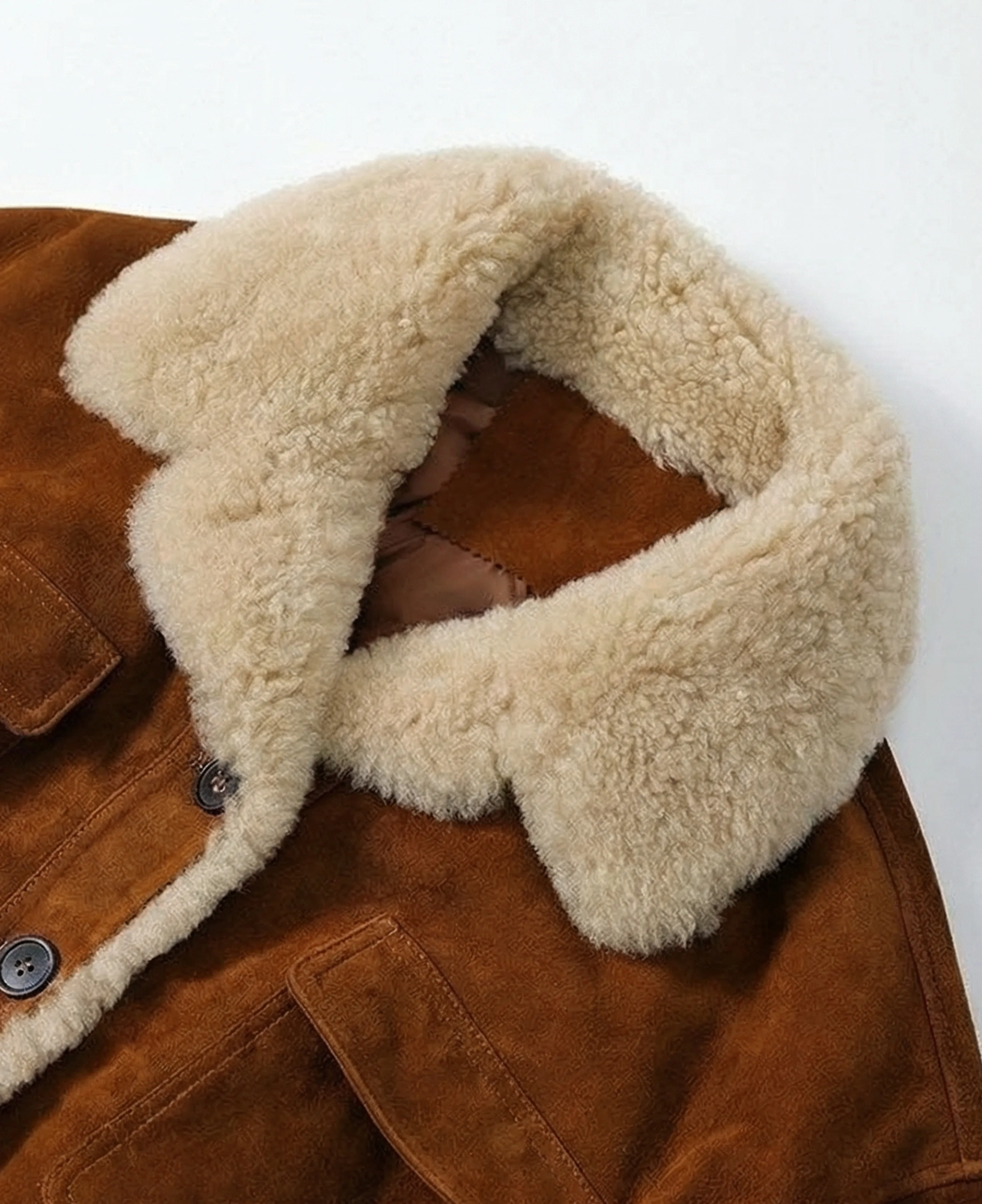 Suede Shearling Belted Jacket - Image 4