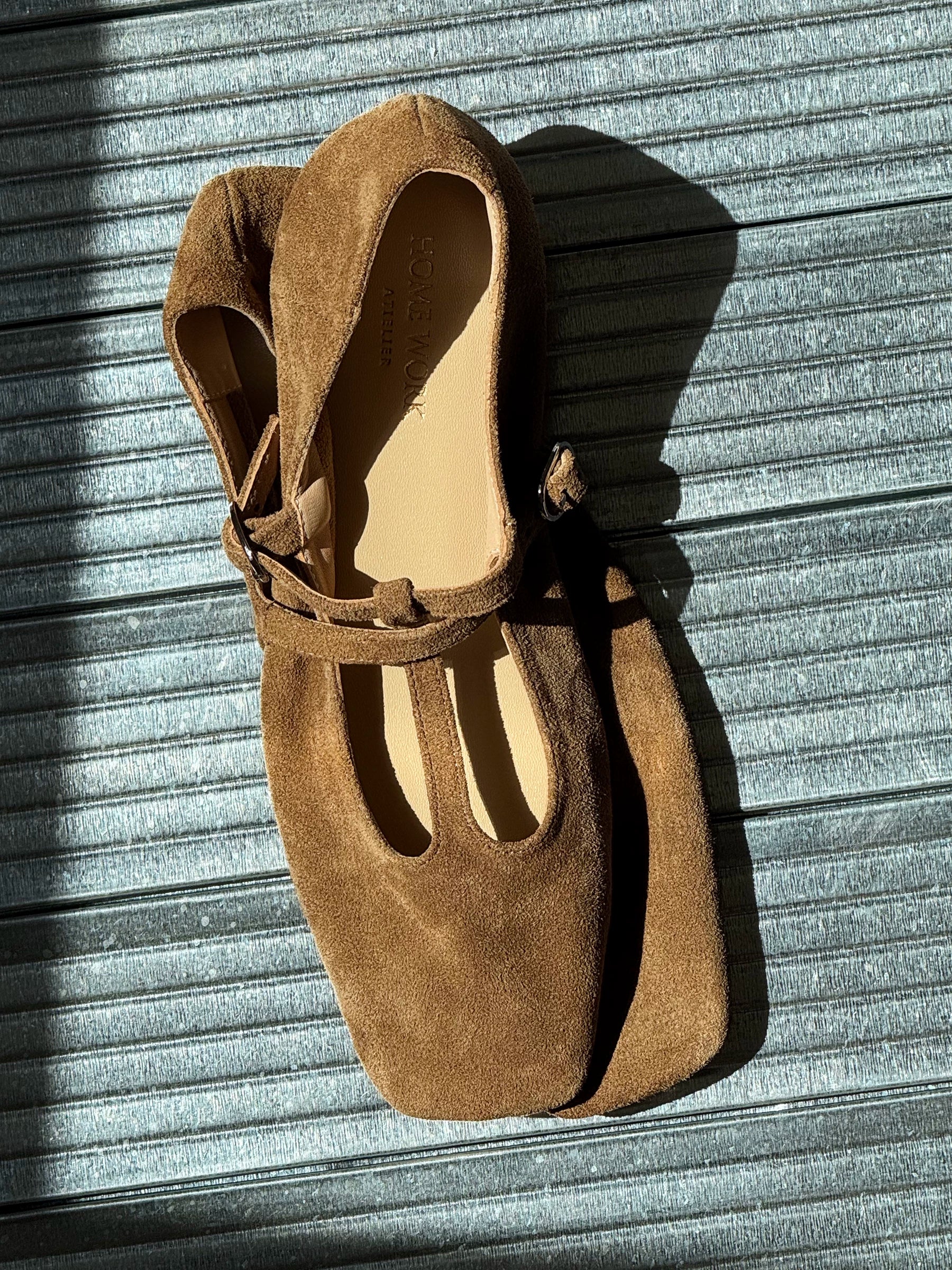 Suede T-Strap Flats