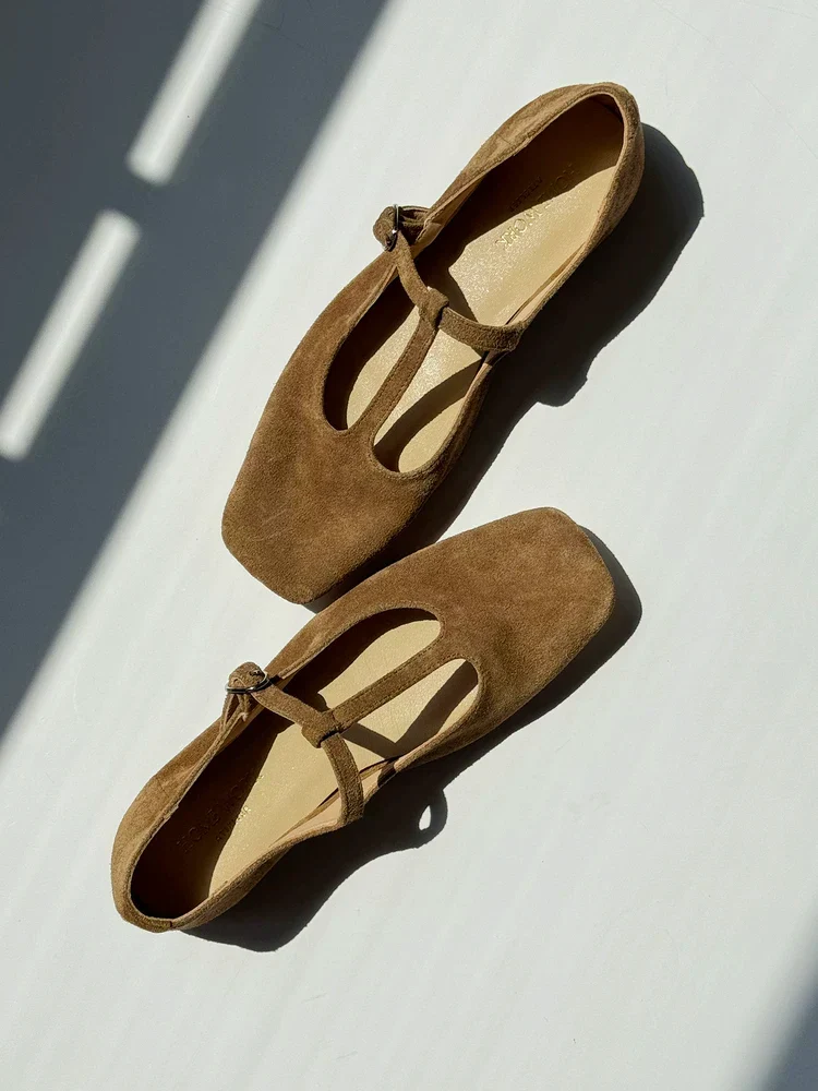 Suede T-Strap Flats - Image 3
