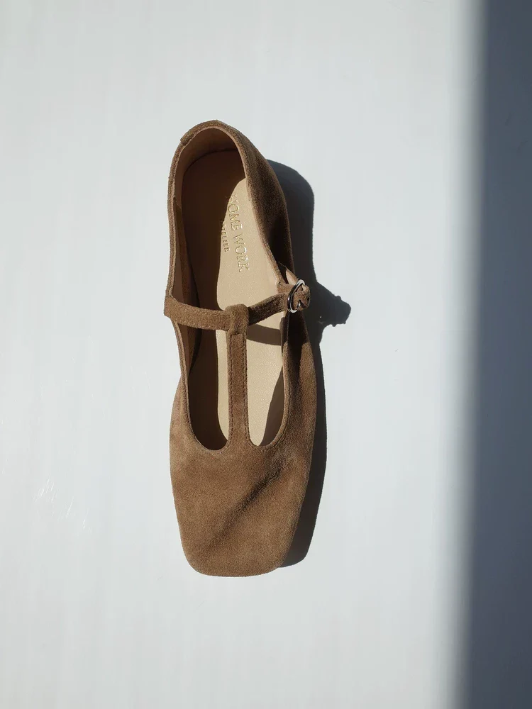 Suede T-Strap Flats - Image 4