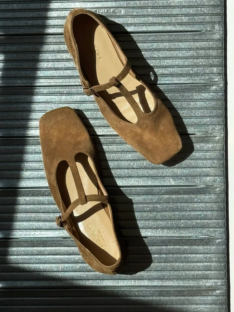 Suede T-Strap Flats - Image 5