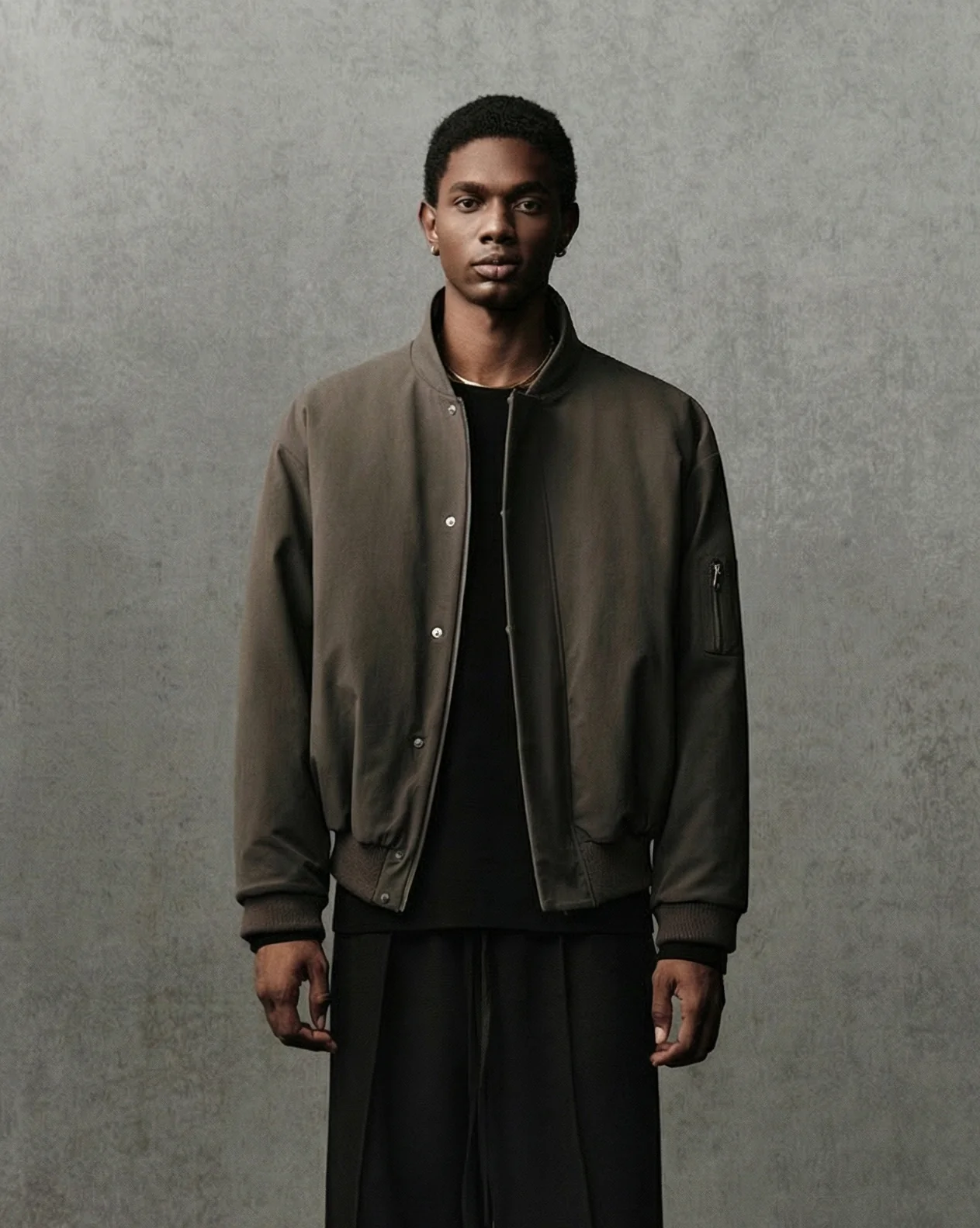 Suede-Trim Bomber