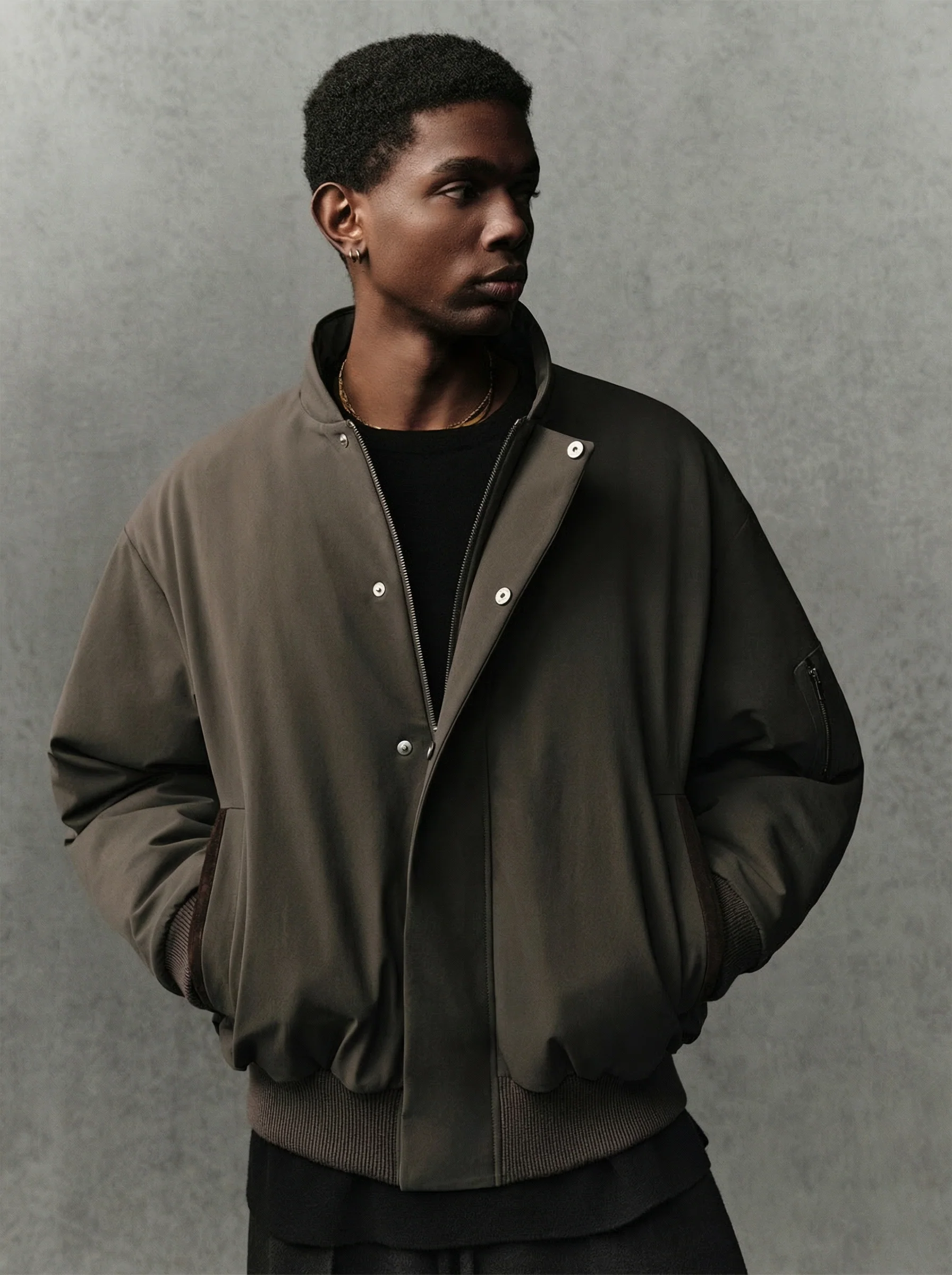Suede-Trim Bomber - Image 2