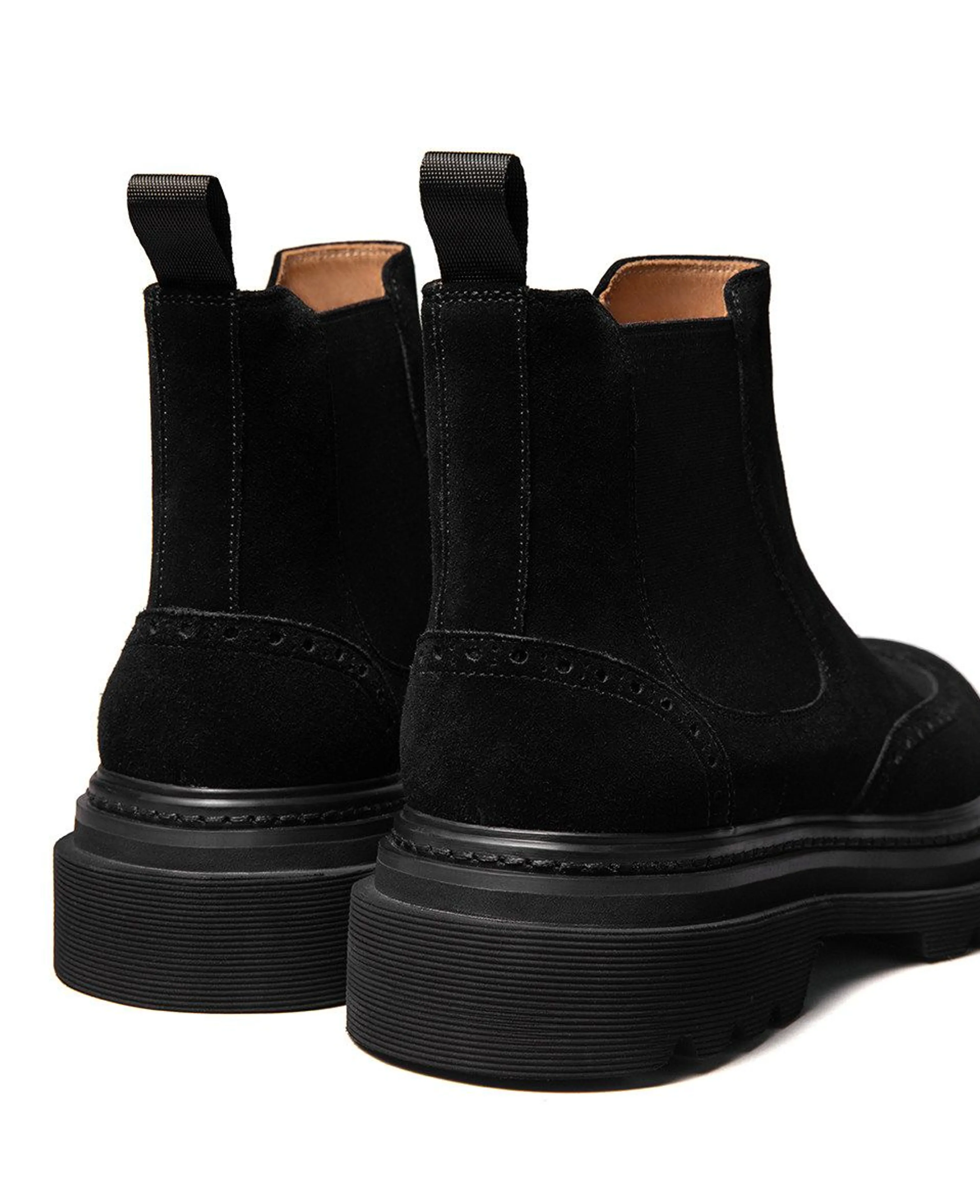 Suede Wingtip Lug Chelsea Boots - Image 3