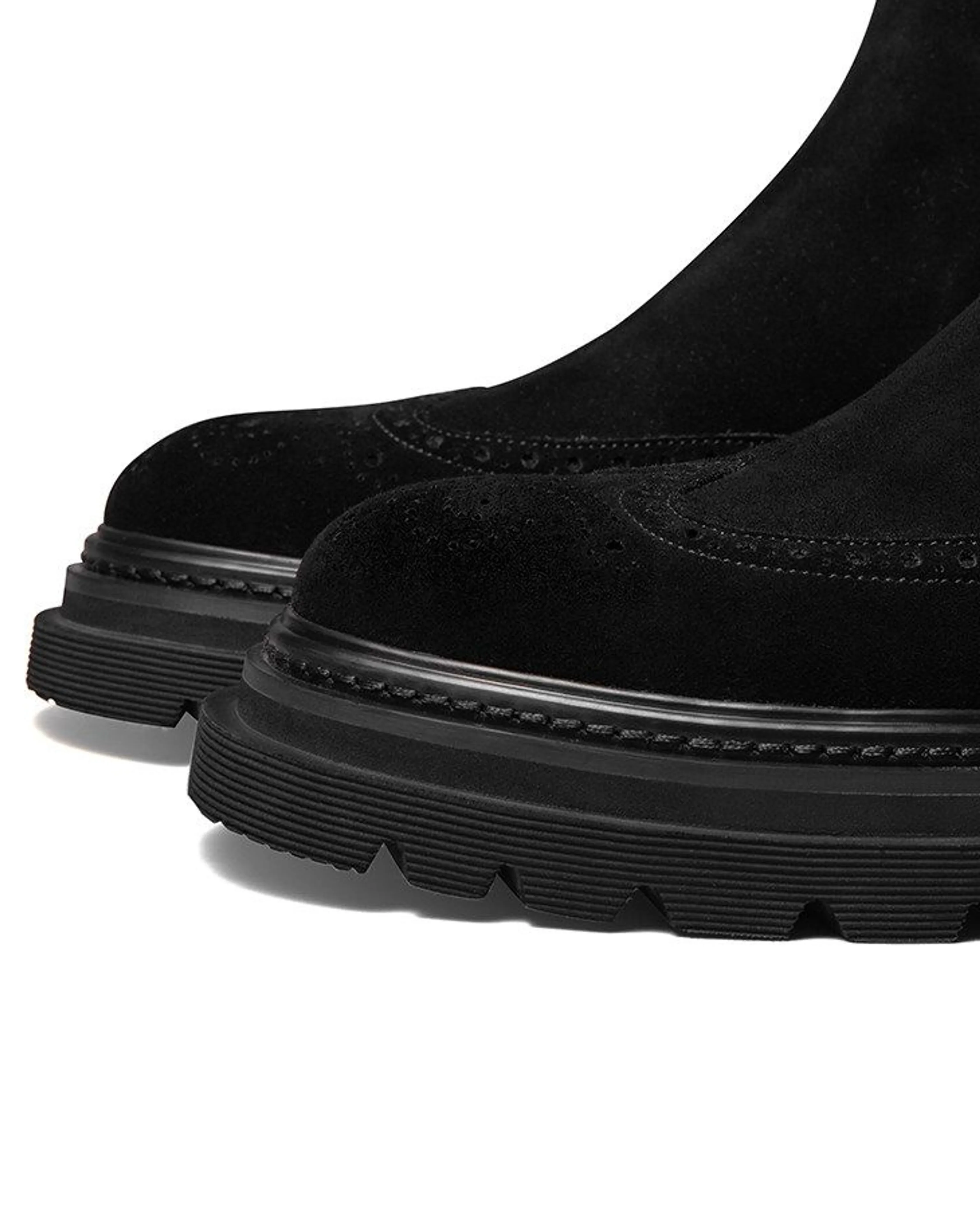 Suede Wingtip Lug Chelsea Boots - Image 8