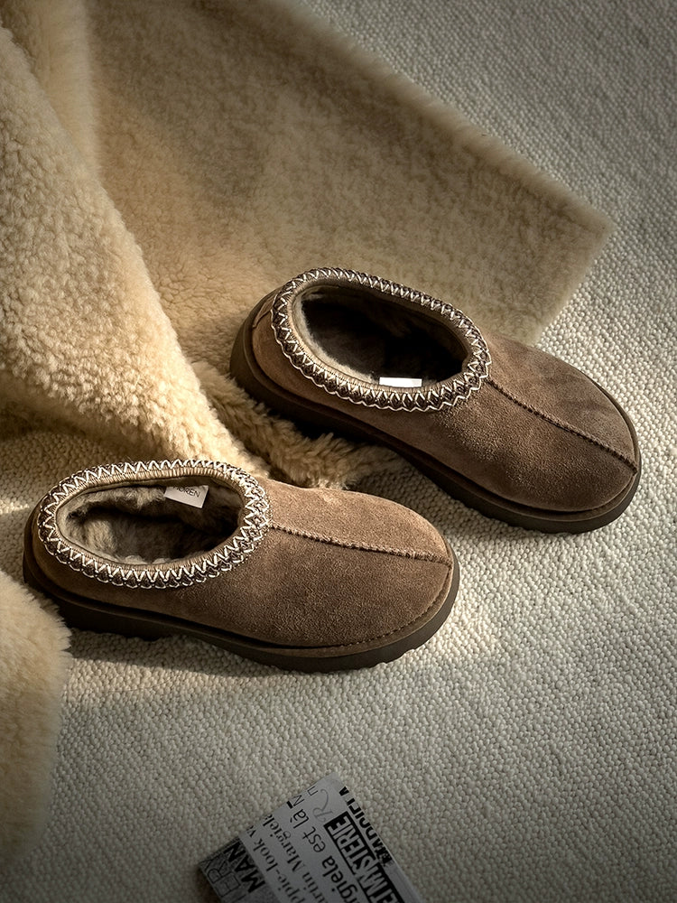 Suede Wool-Lined Platform Clogs - Image 2