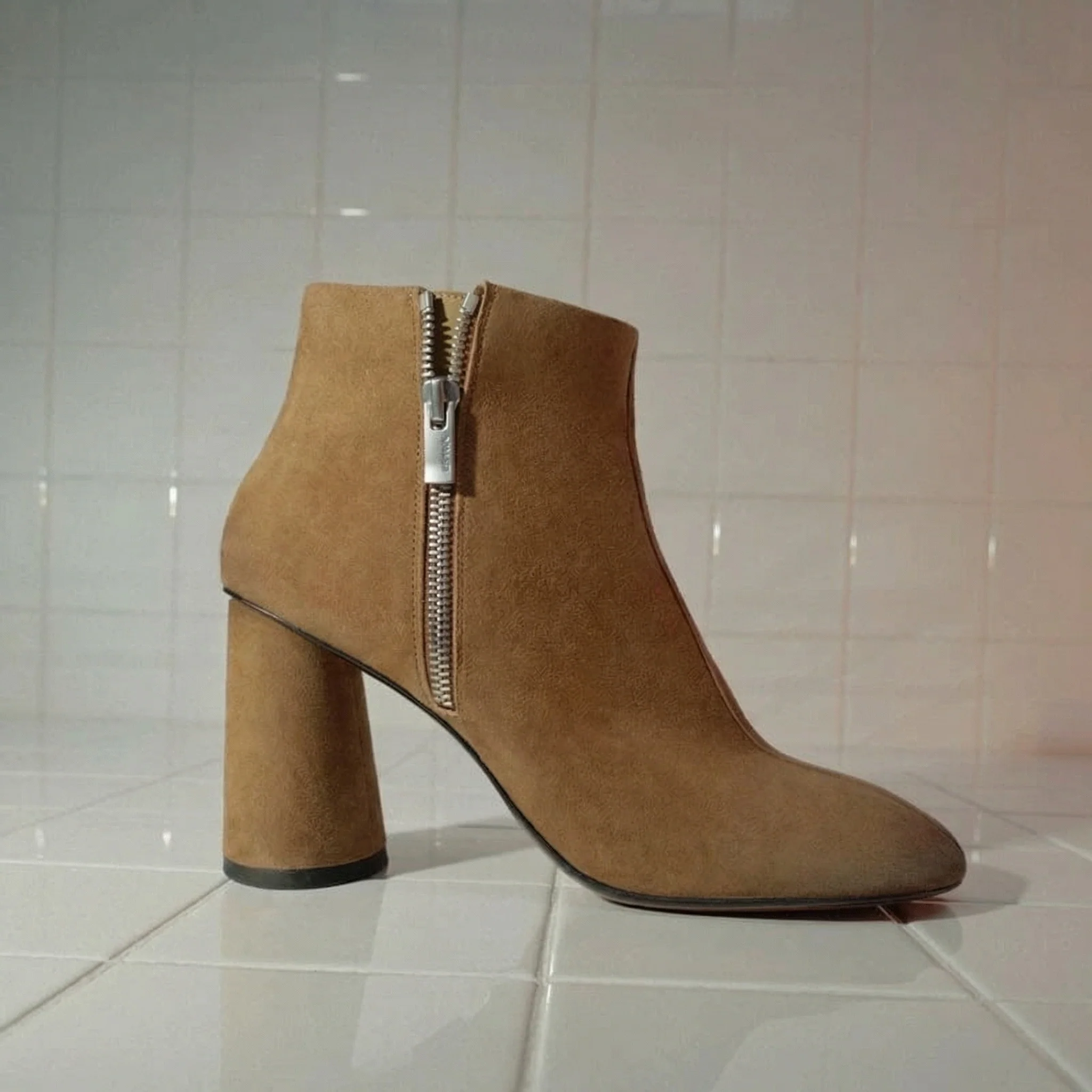 Suede Zip Ankle Boot