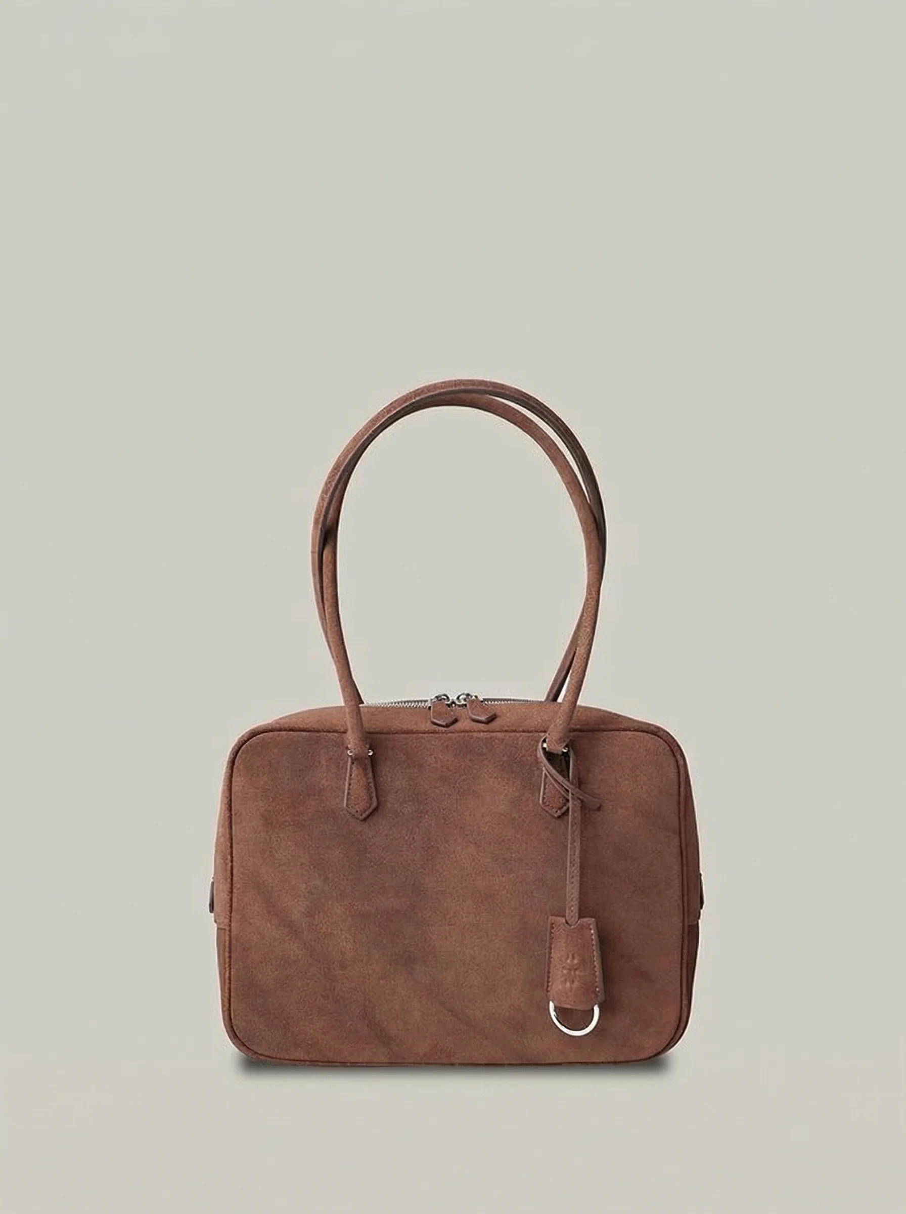 Suede Zip-Top Shoulder Bag - Image 6