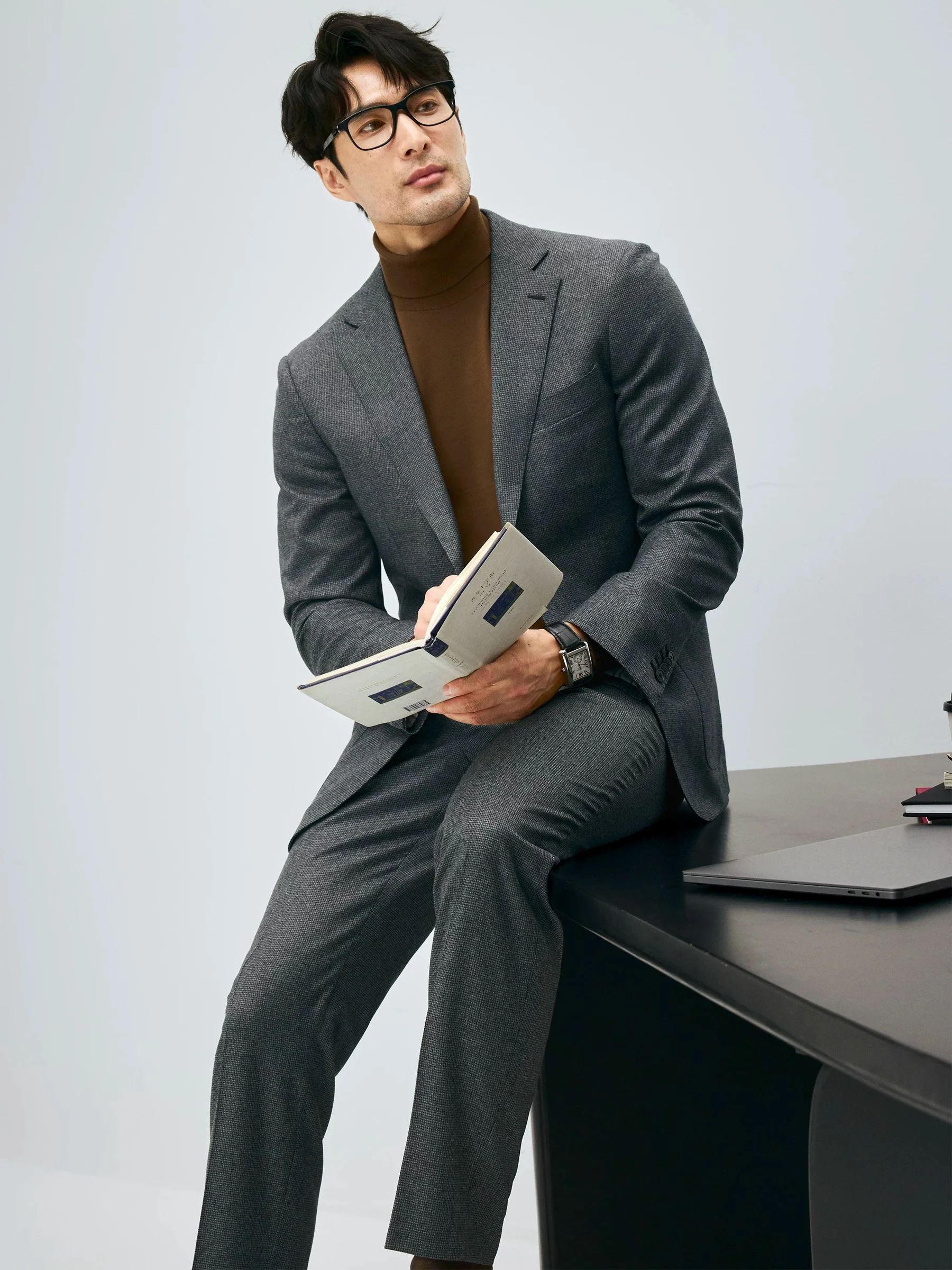 Super 120s Houndstooth Wool Suit Jacket - Image 2