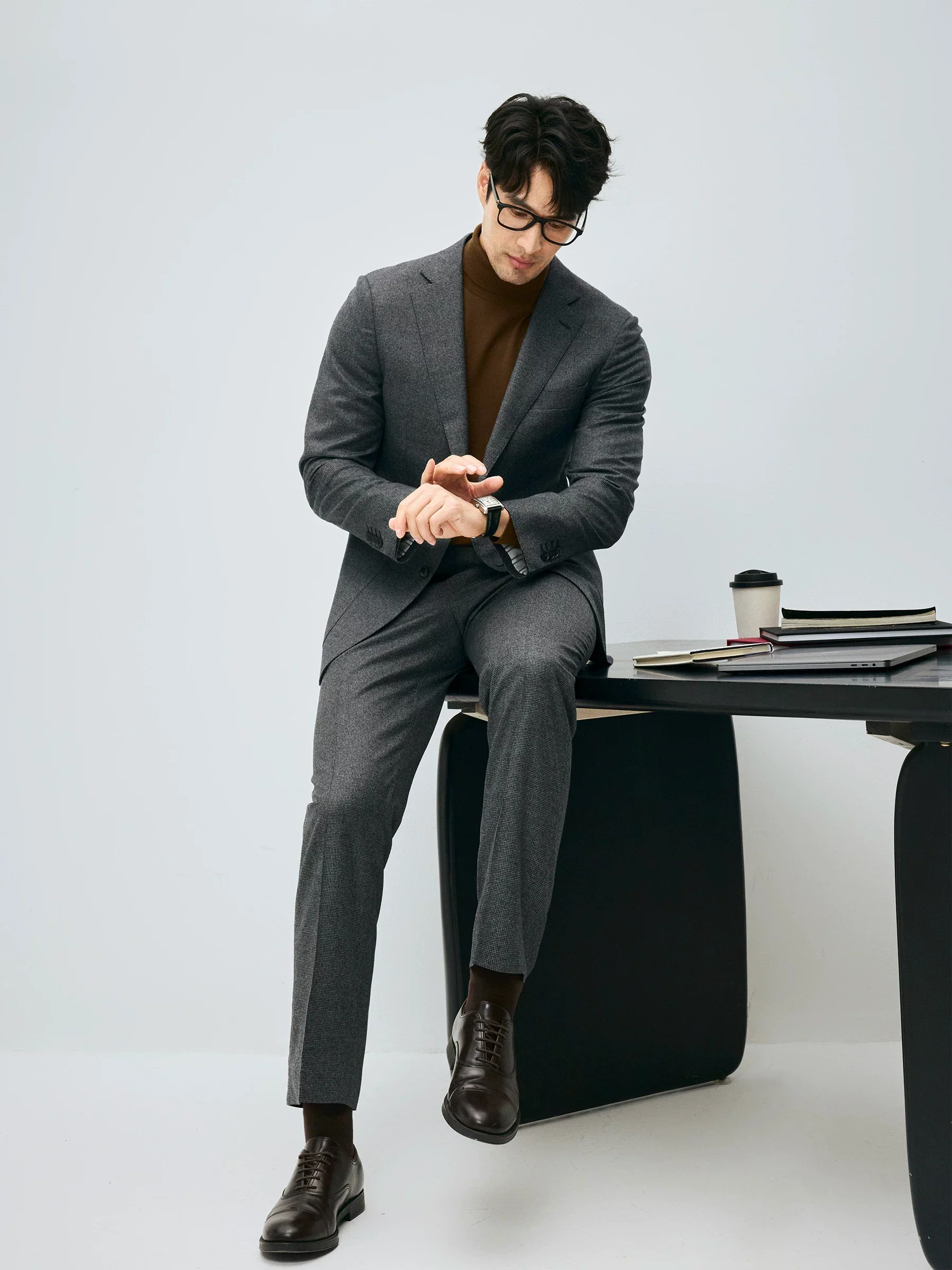 Super 120s Houndstooth Wool Suit Jacket - Image 3
