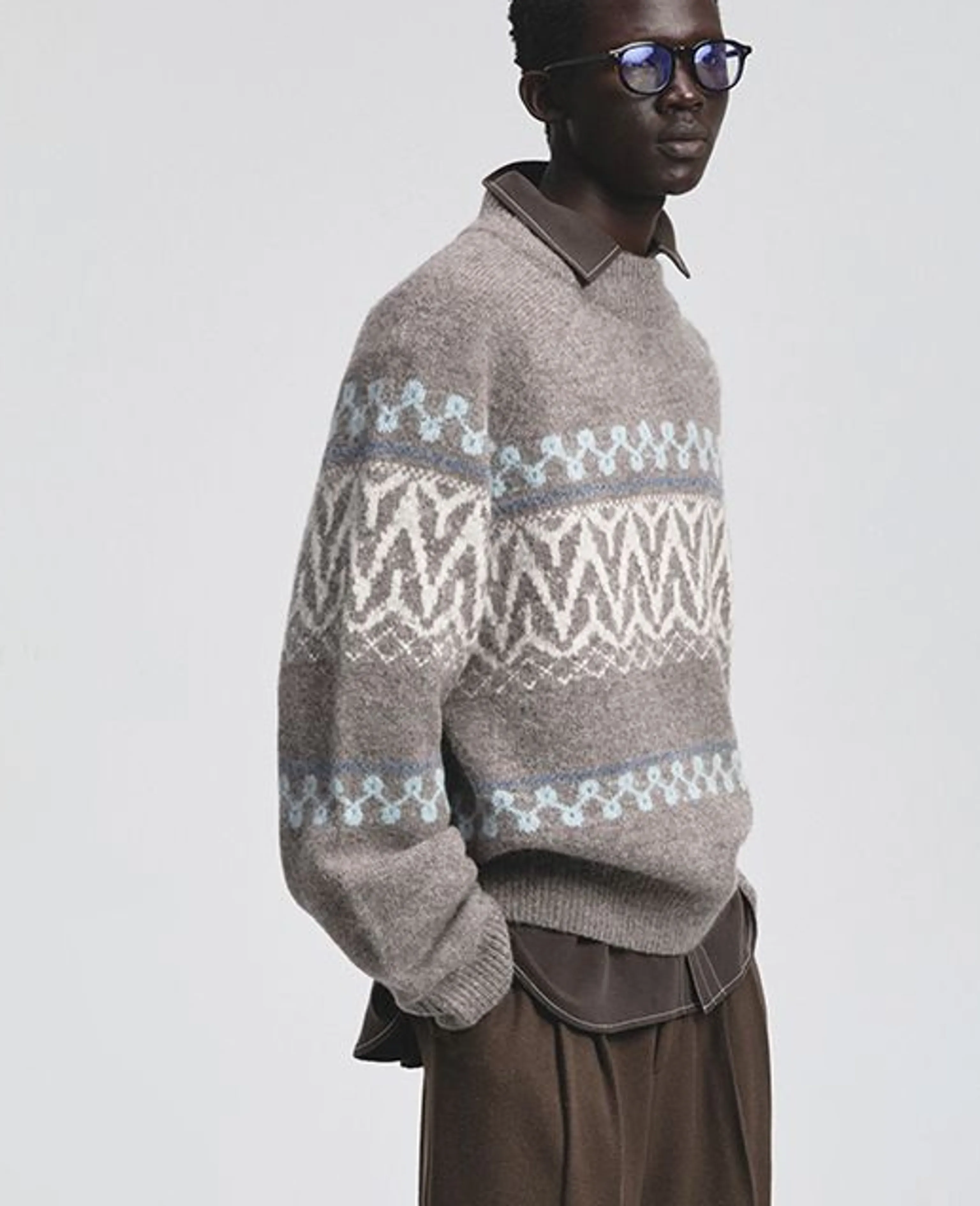 Superfine Alpaca Fair Isle Raglan Crewneck Sweater - Image 4