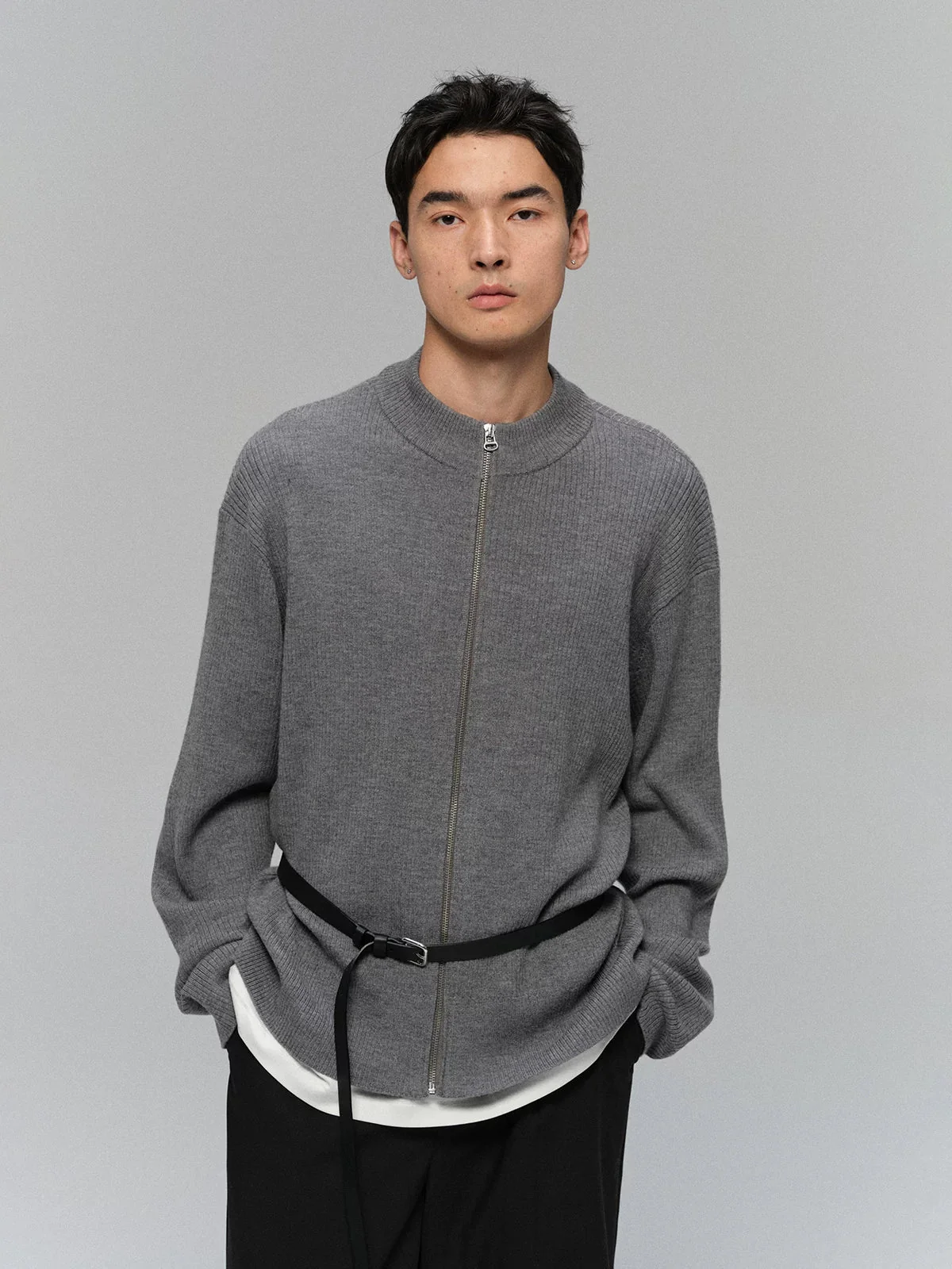 Superfine Merino Crew Zip Cardigan