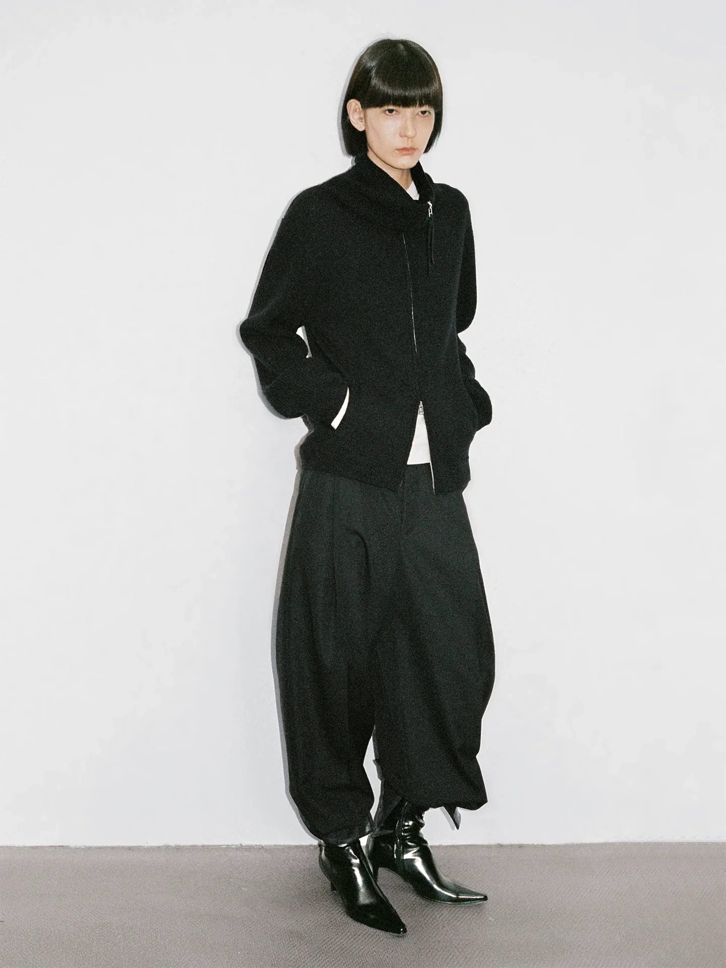 Superfine Merino Funnel Zip Cardigan