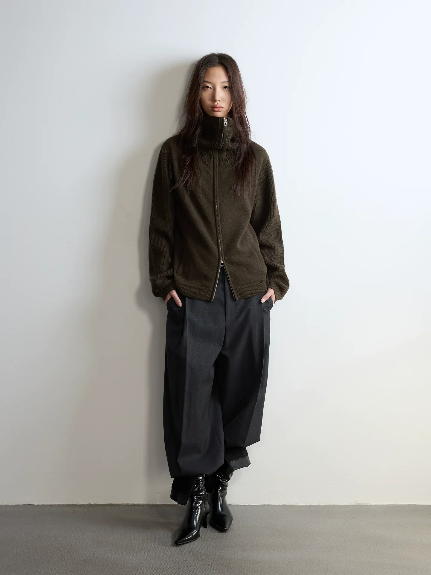 Superfine Merino Funnel Zip Cardigan - Image 3