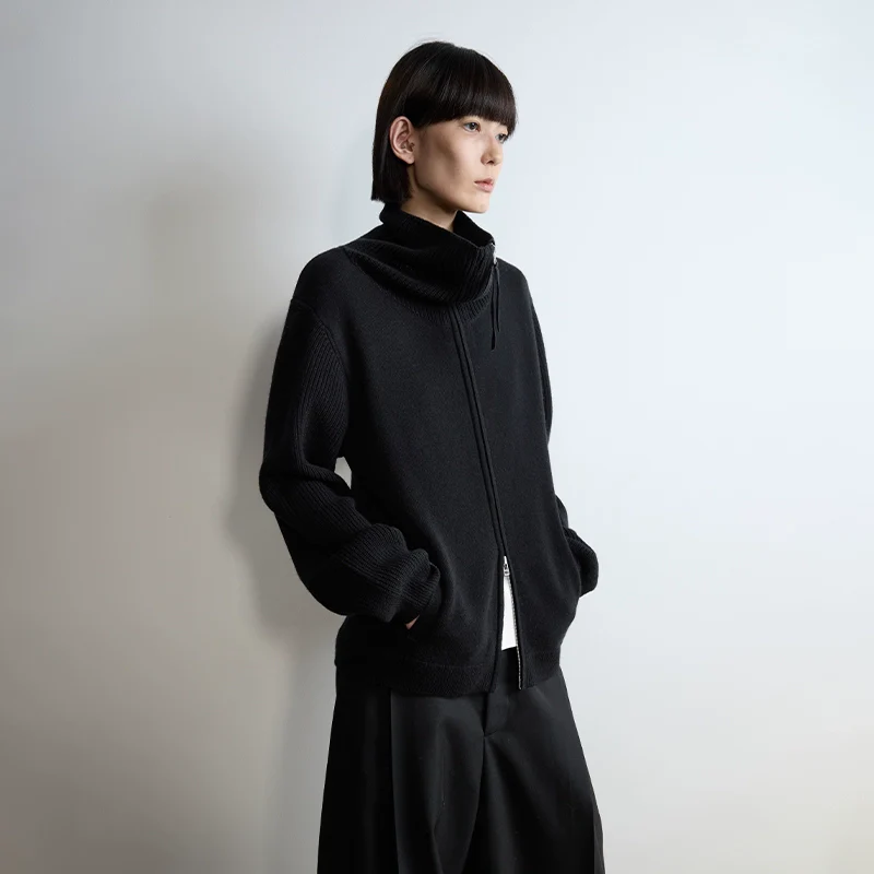 Superfine Merino Funnel Zip Cardigan - Image 4