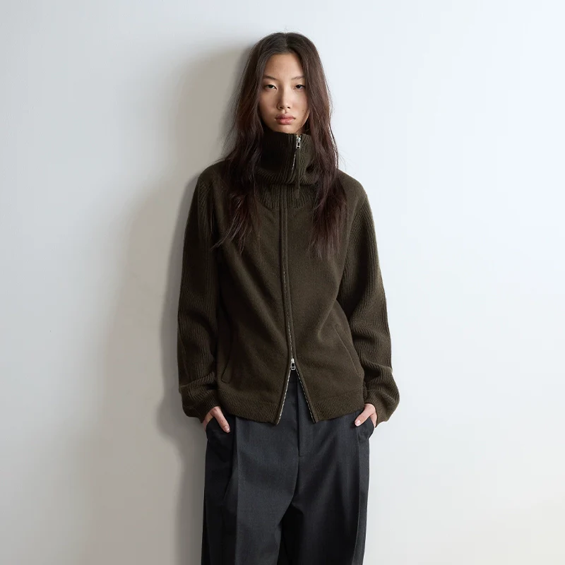 Superfine Merino Funnel Zip Cardigan - Image 6