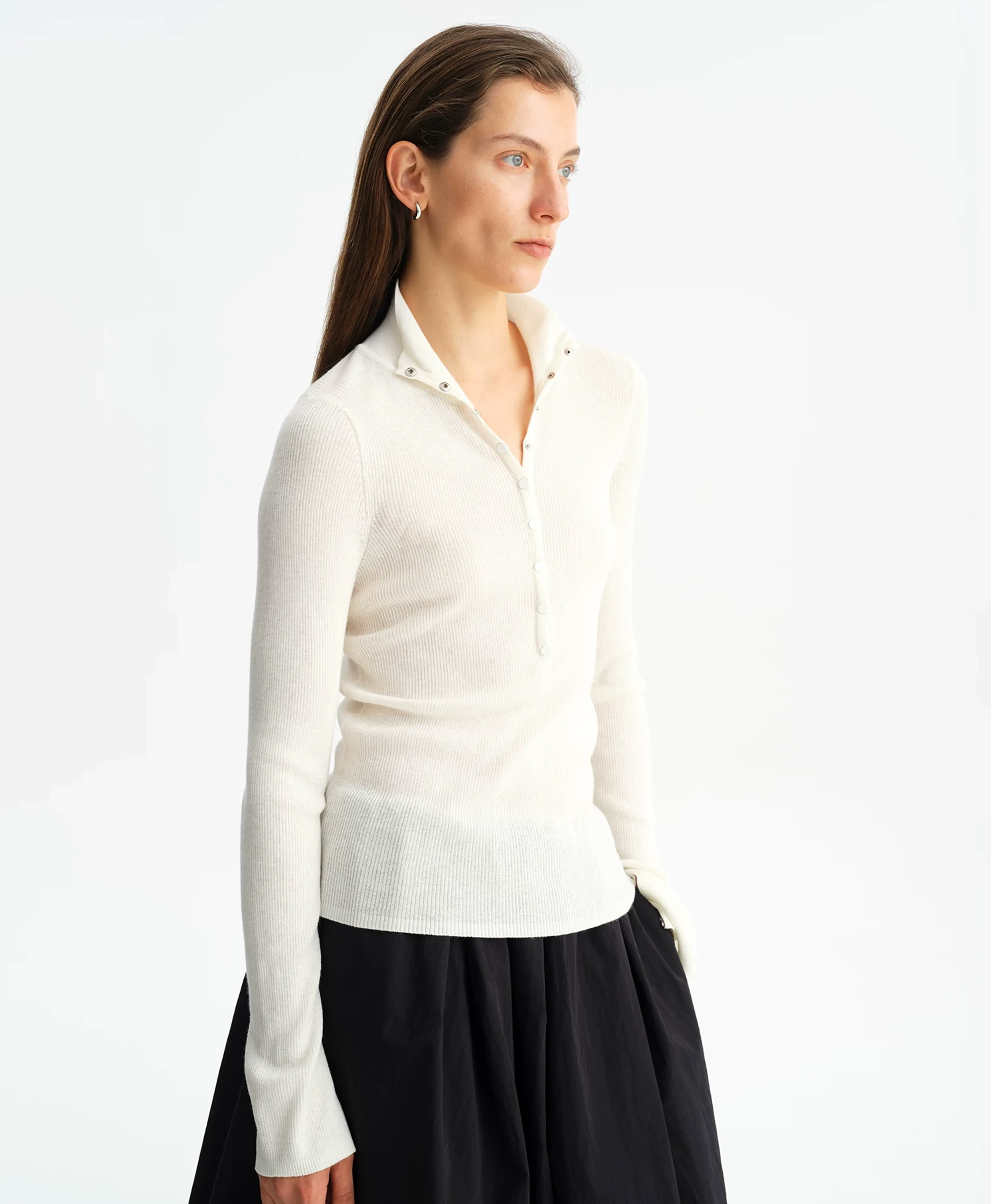 Superfine Merino Rib Henley Top - Image 4