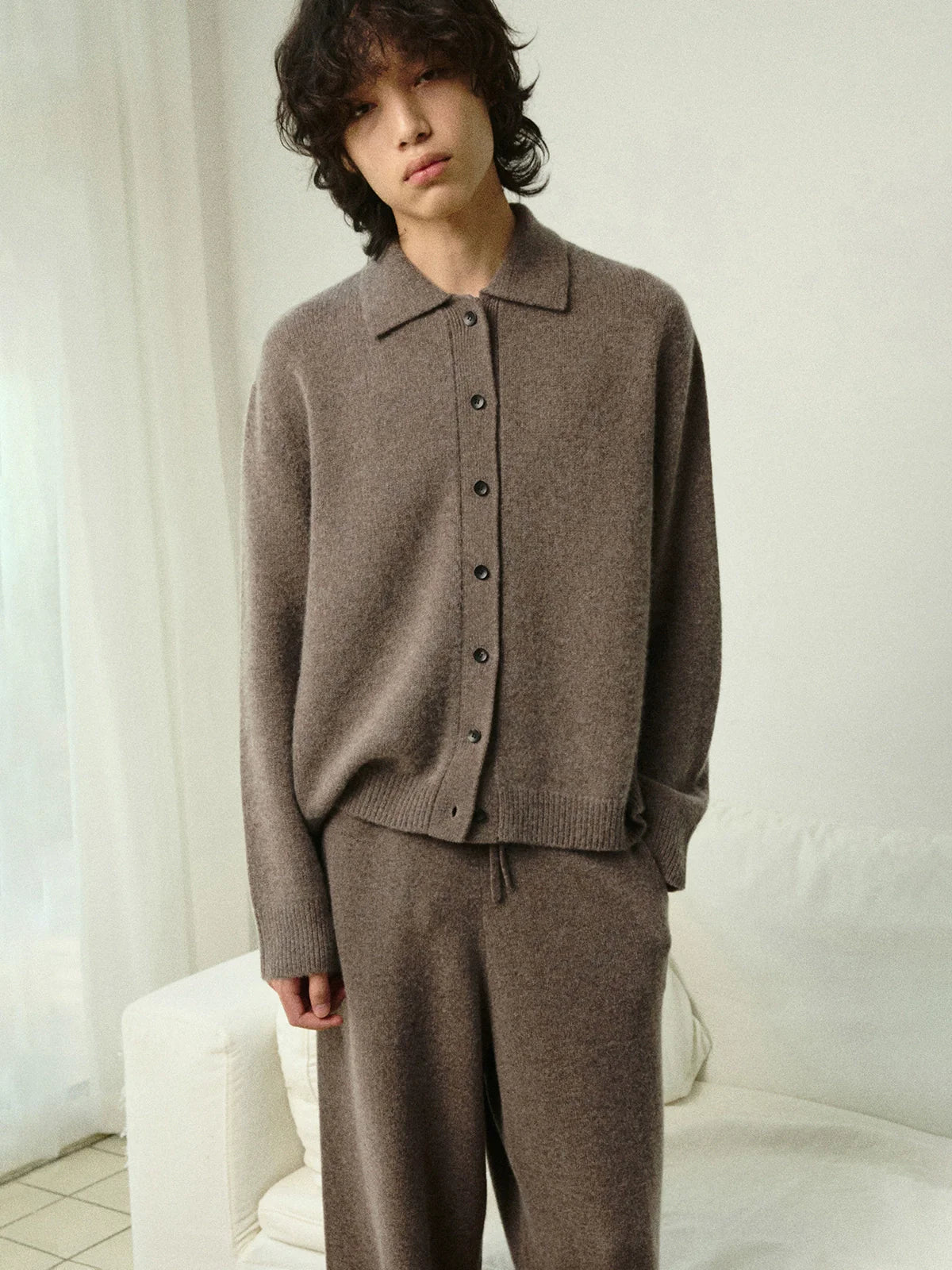 Superfine Wool-Cashmere Collared Cardigan - Image 5