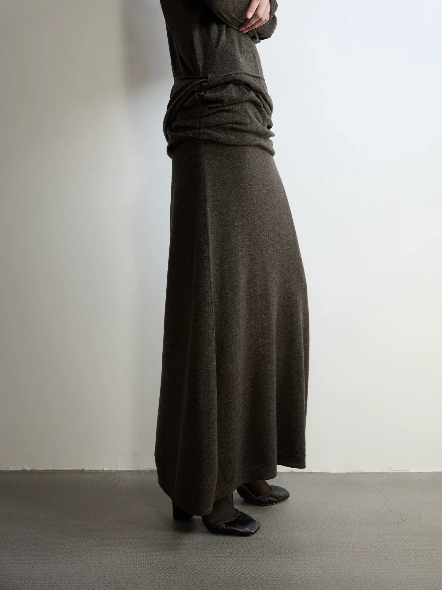 Superfine Wool Tie-Waist Maxi Dress - Image 2