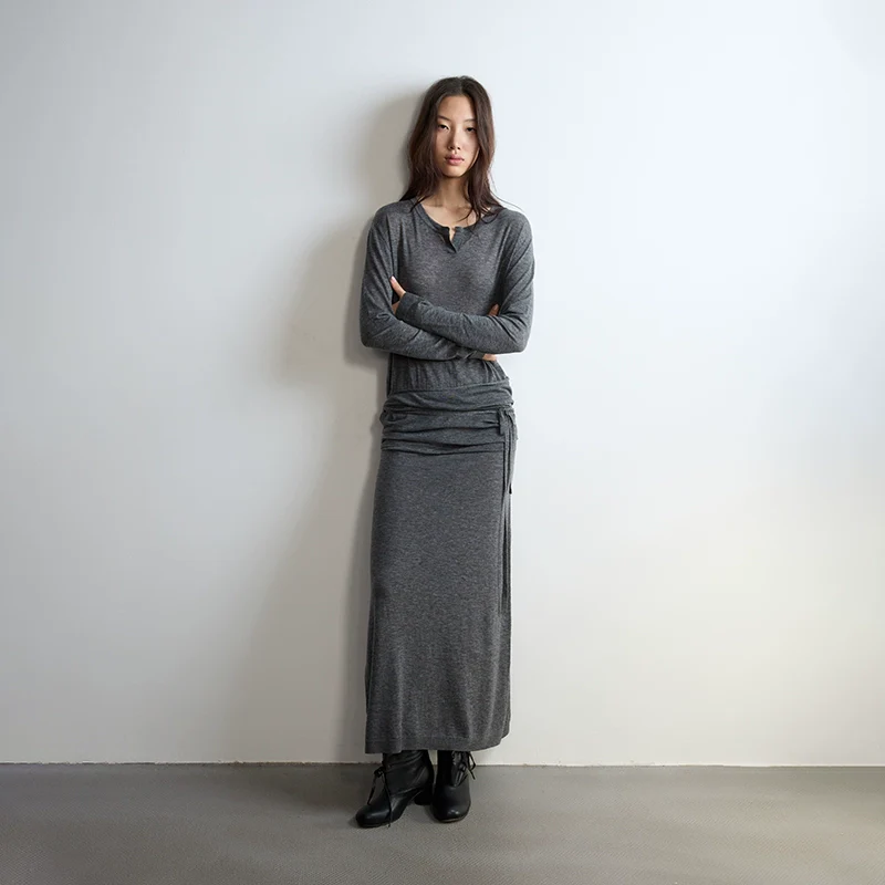 Superfine Wool Tie-Waist Maxi Dress - Image 4