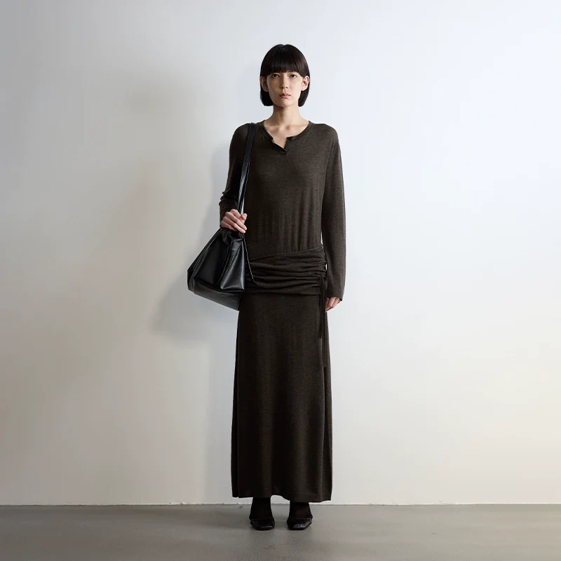 Superfine Wool Tie-Waist Maxi Dress - Image 5