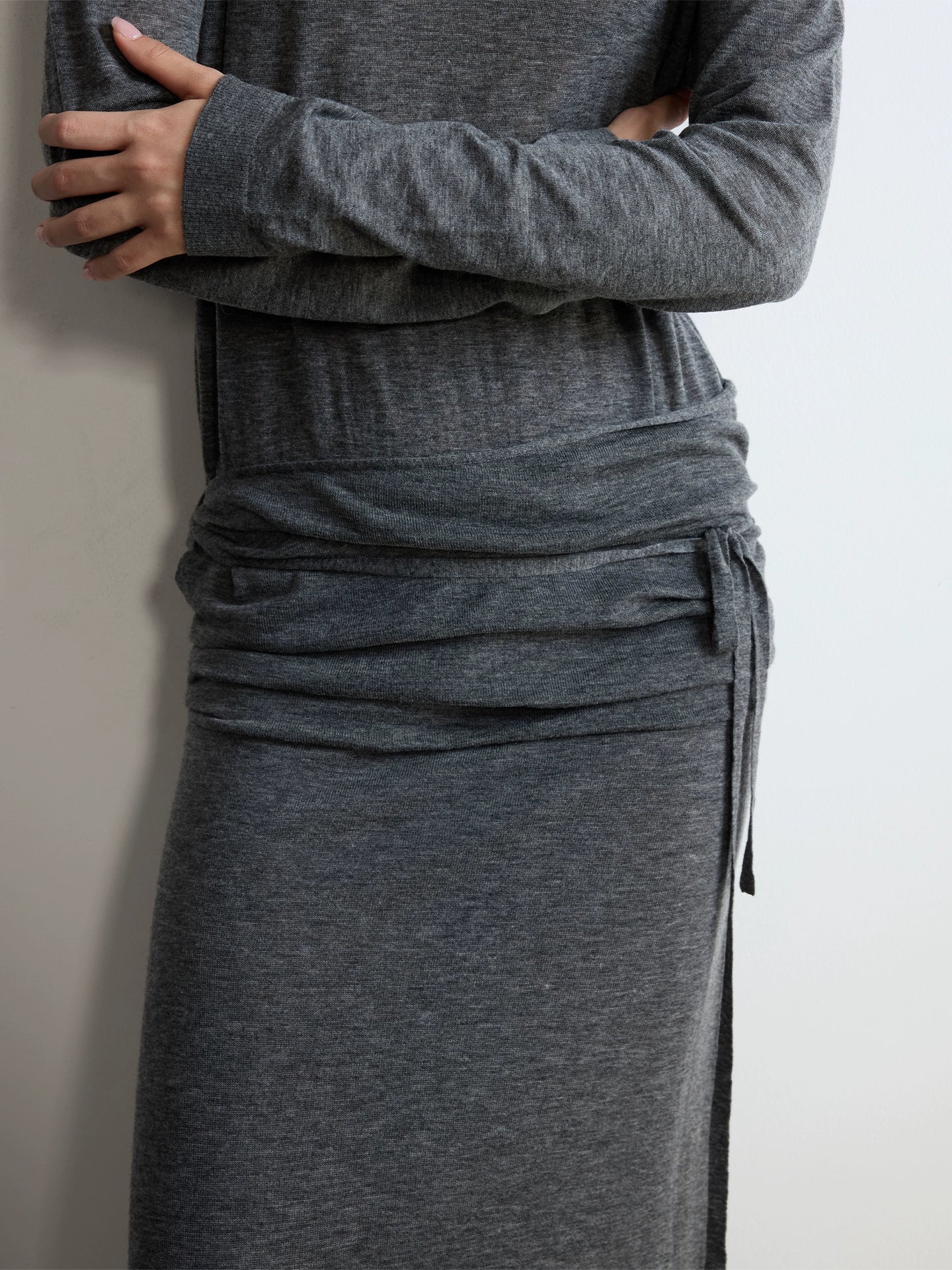 Superfine Wool Tie-Waist Maxi Dress - Image 6