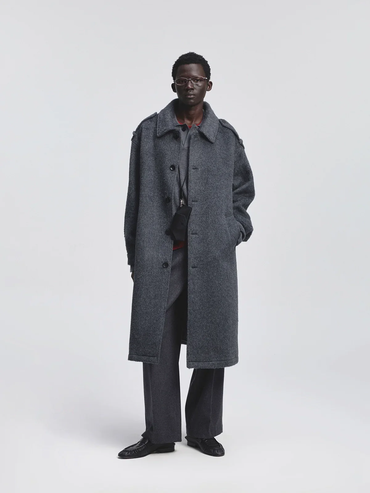 Suri Alpaca Blend Epaulette Overcoat
