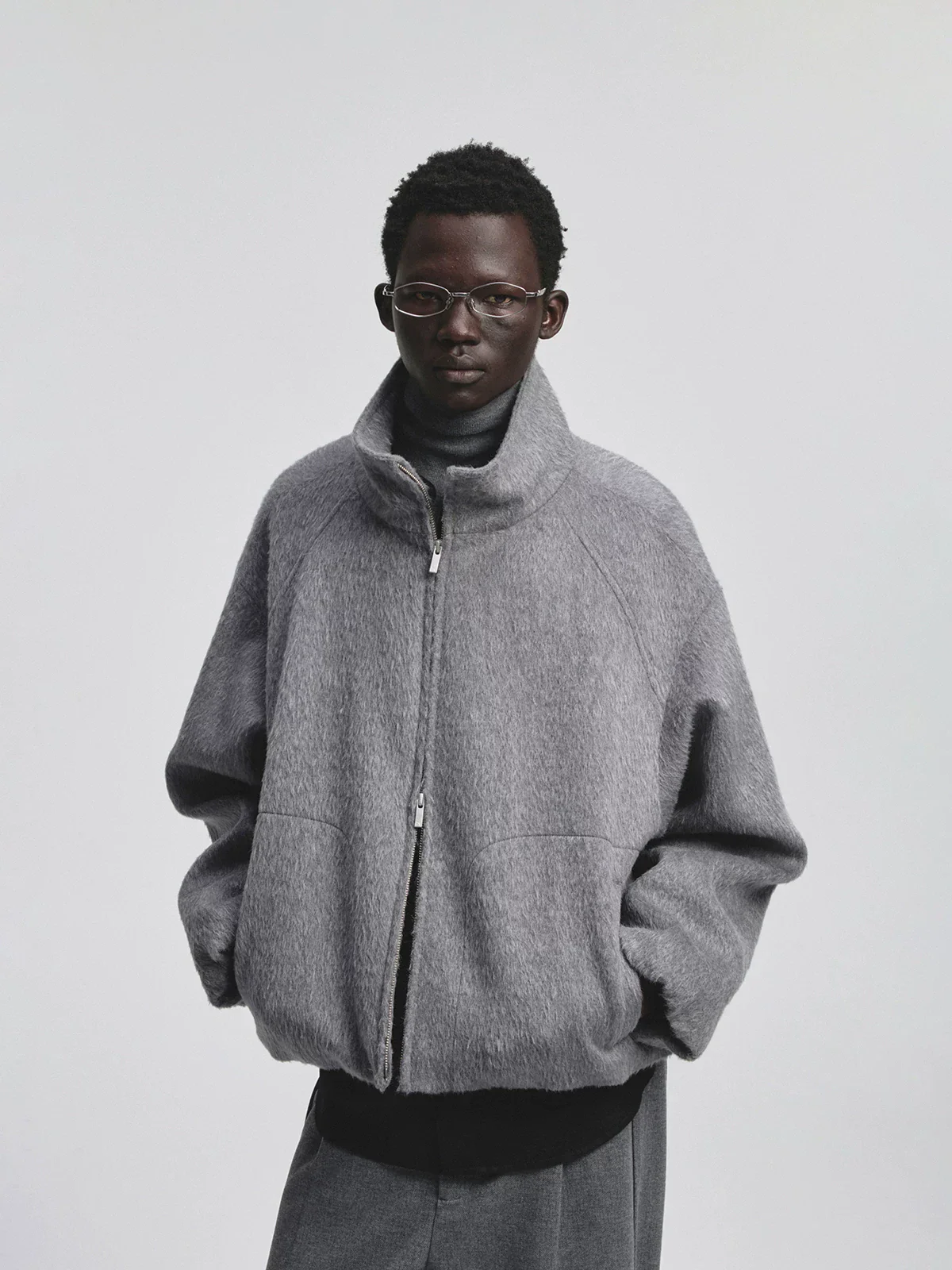 Suri Alpaca-Blend Stand-Collar Zip Jacket - Image 2