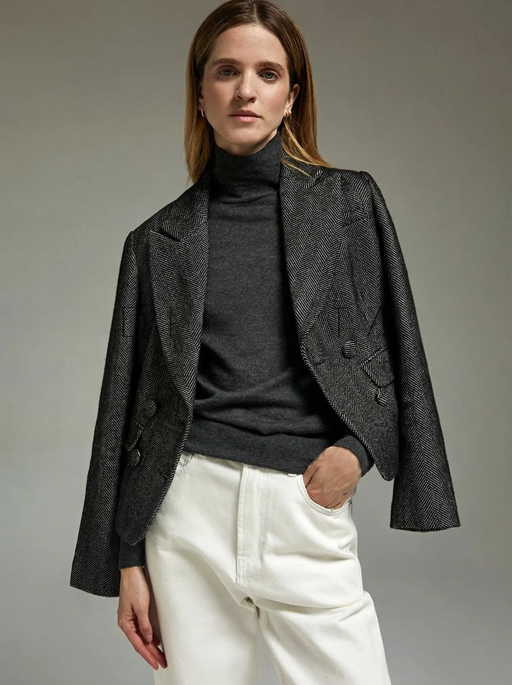 Susie Herringbone Wool-Linen Suit - Image 4