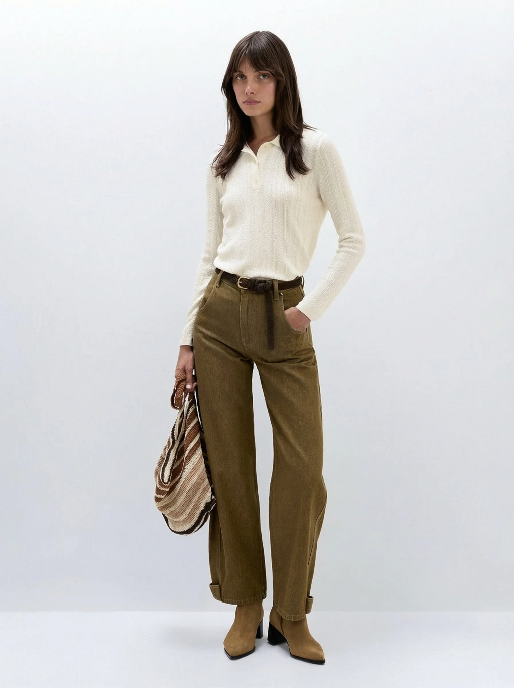 Tab-Hem Twill Pants