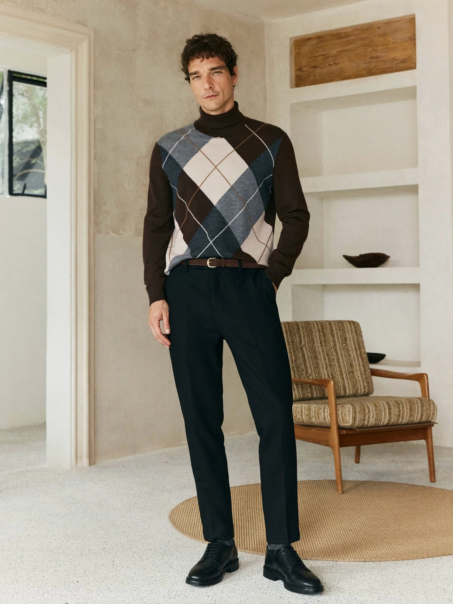Tasmanian Wool Argyle Turtleneck - Image 2