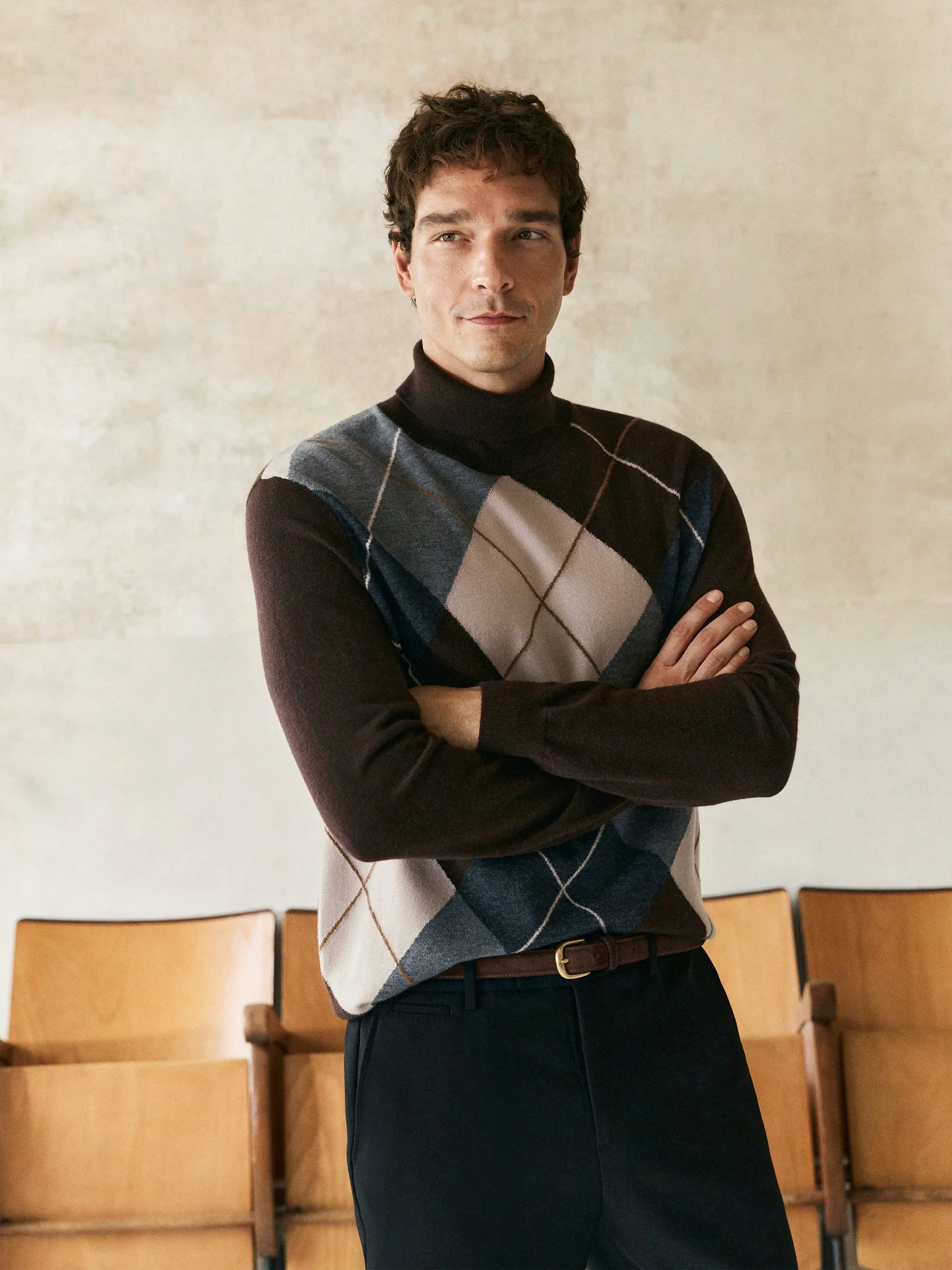 Tasmanian Wool Argyle Turtleneck - Image 3