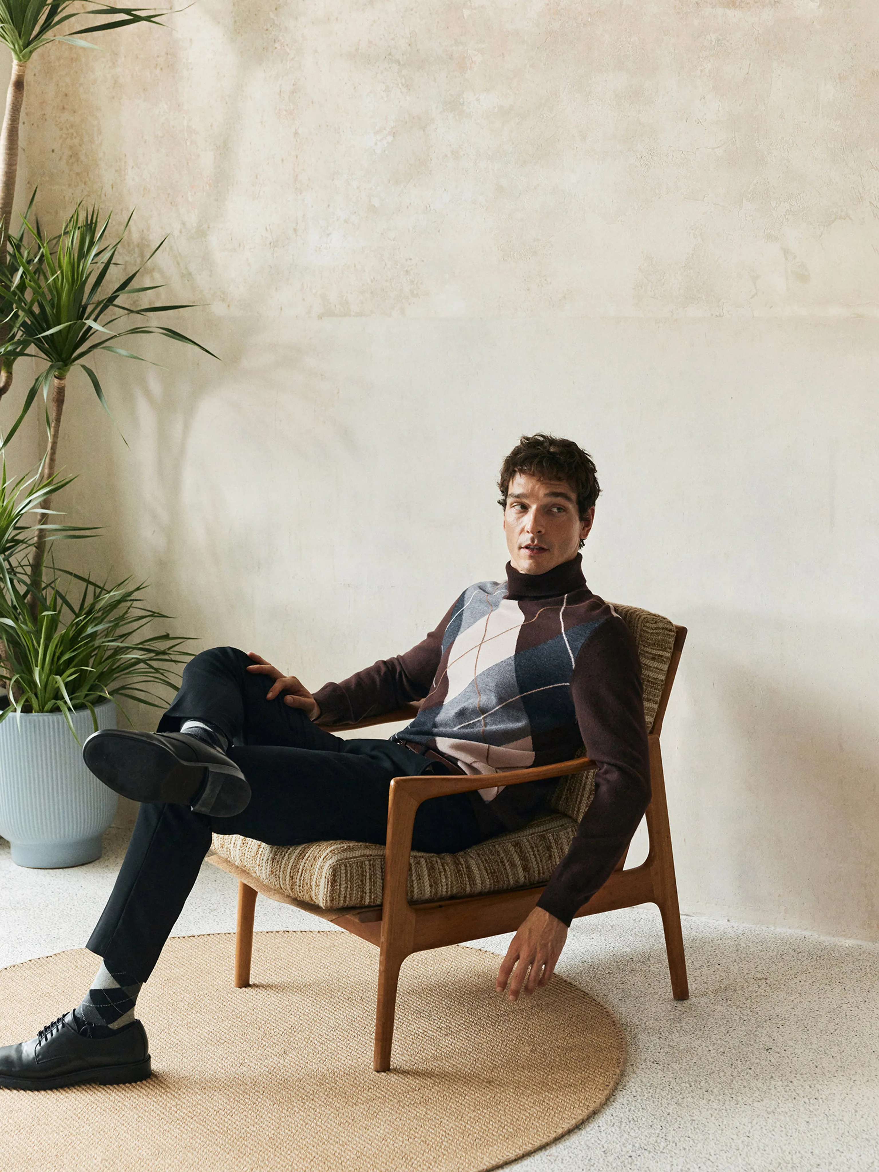 Tasmanian Wool Argyle Turtleneck - Image 5